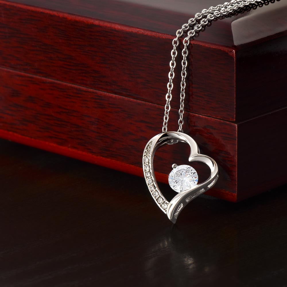"Her eyes filled with tears as she read this- Dear Mom- Love Your Daughter" Forever Love Necklace