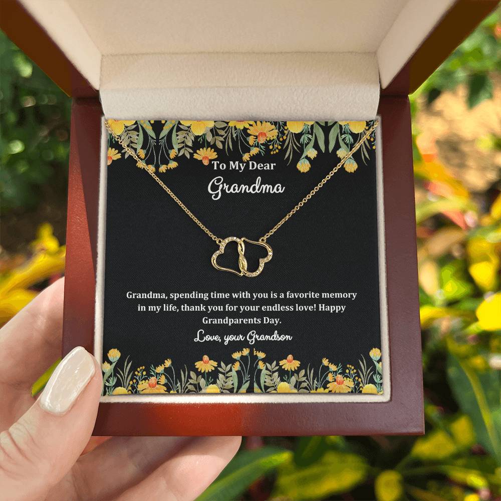 "She cried tears of joy when she read this!" Everlasting Love Solid Gold Interlocking Hearts with Pave Diamonds, From Grandson