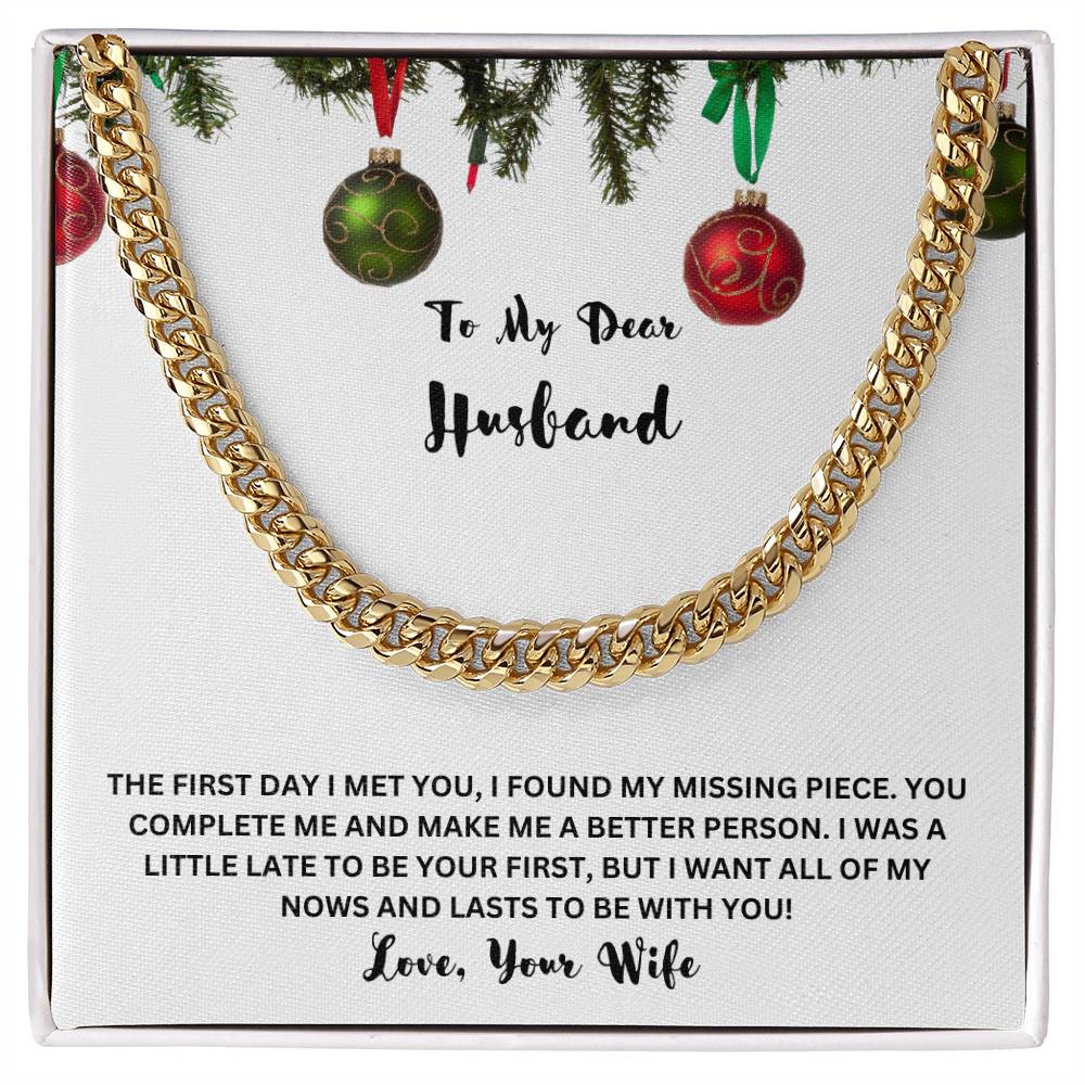 " He started to shed a tear when he read this", Cuban Link Chain in Stainless Steel and 14 K Gold finish