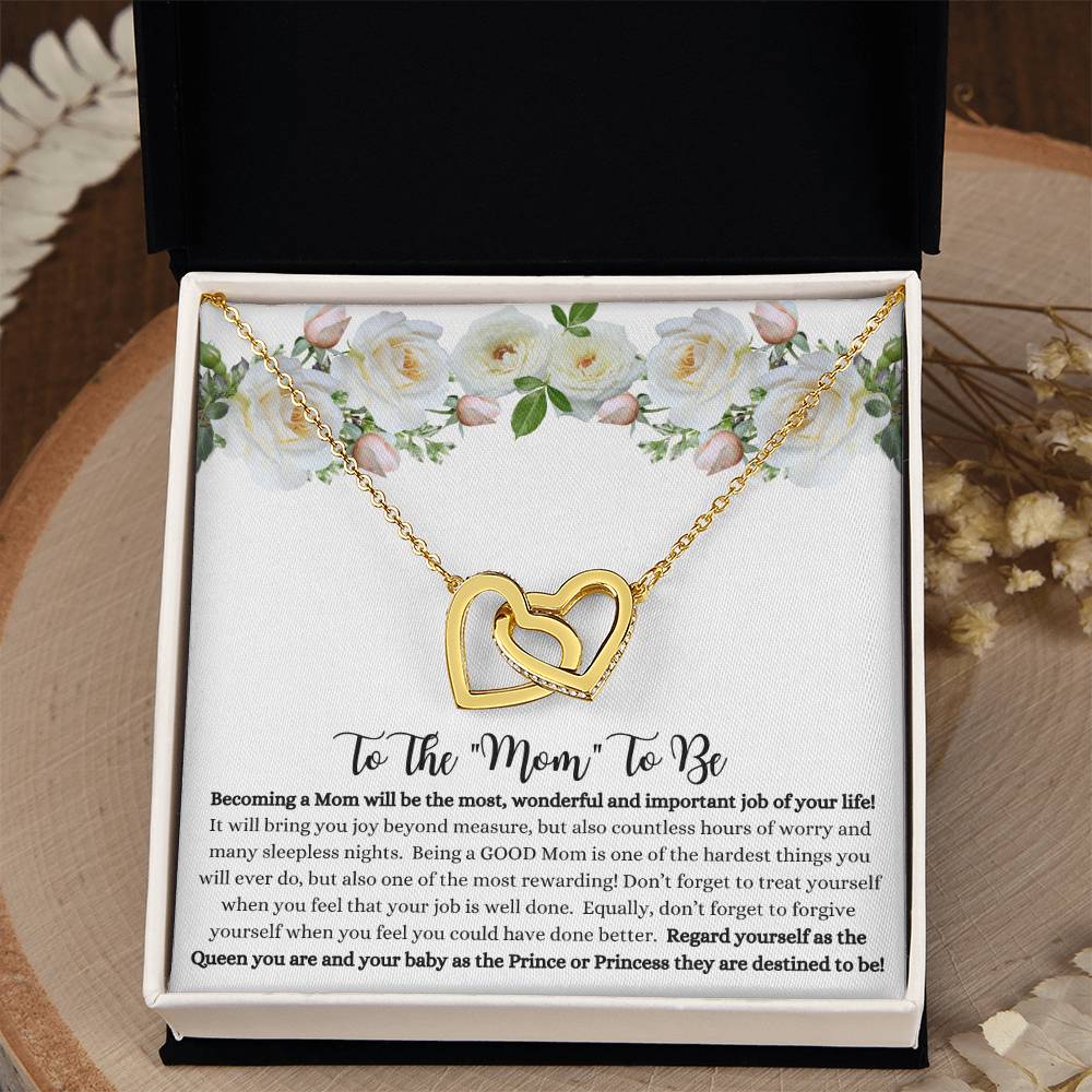 To The "Mom To Be" Interlocking Hearts Necklace, She couldn't stop crying when she read this!