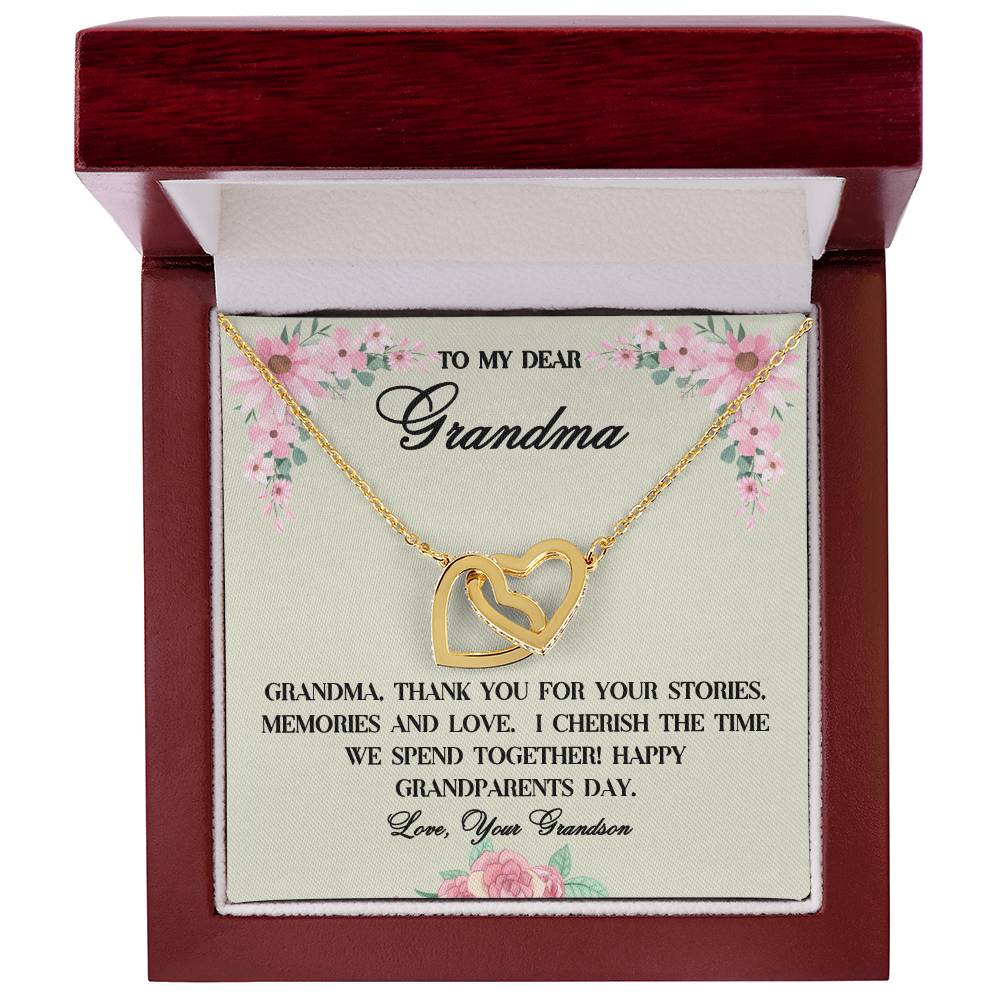 "She cried when she read this!" Interlocking Hearts Necklace (Yellow and White Gold Variants), From Grandson