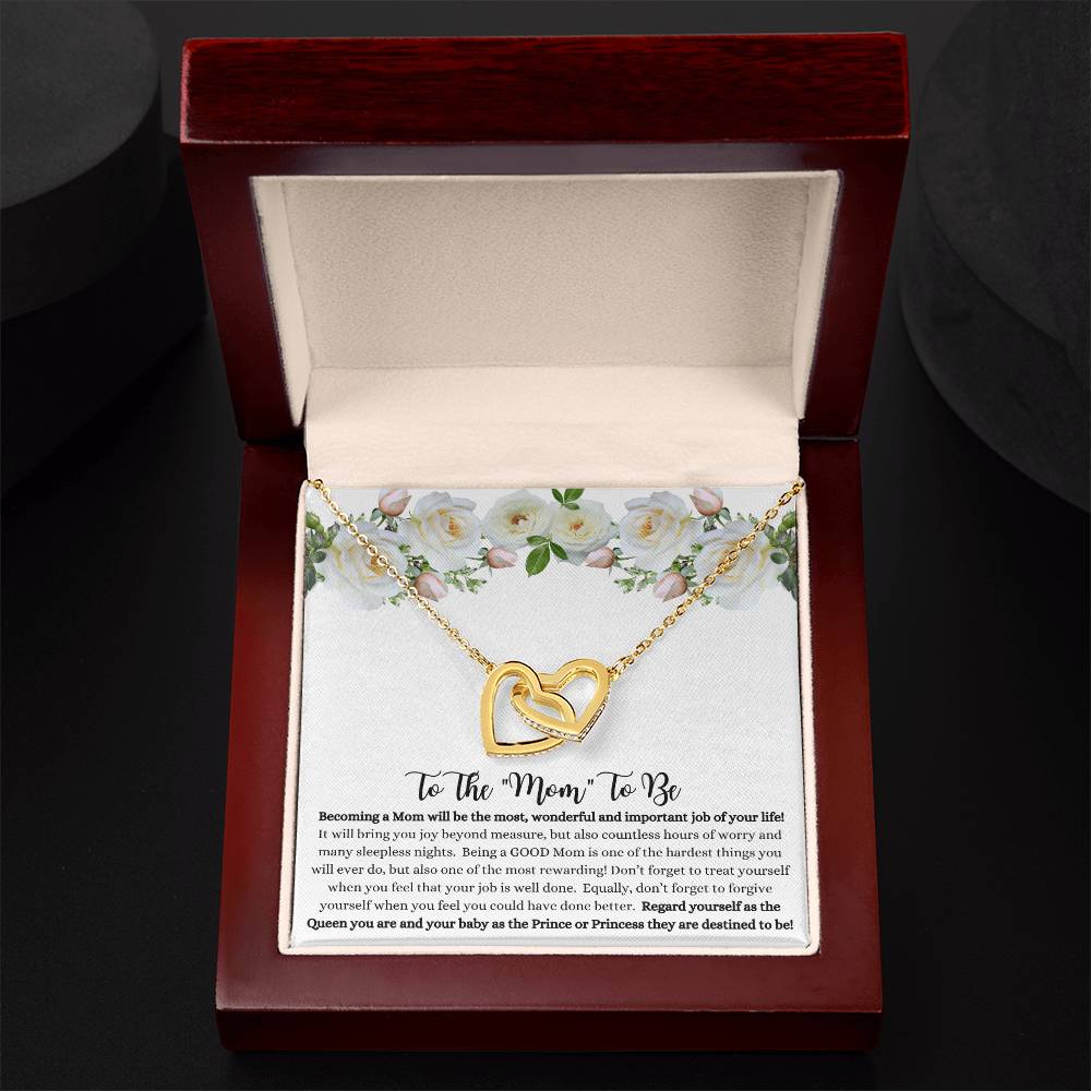 To The "Mom To Be" Interlocking Hearts Necklace, She couldn't stop crying when she read this!