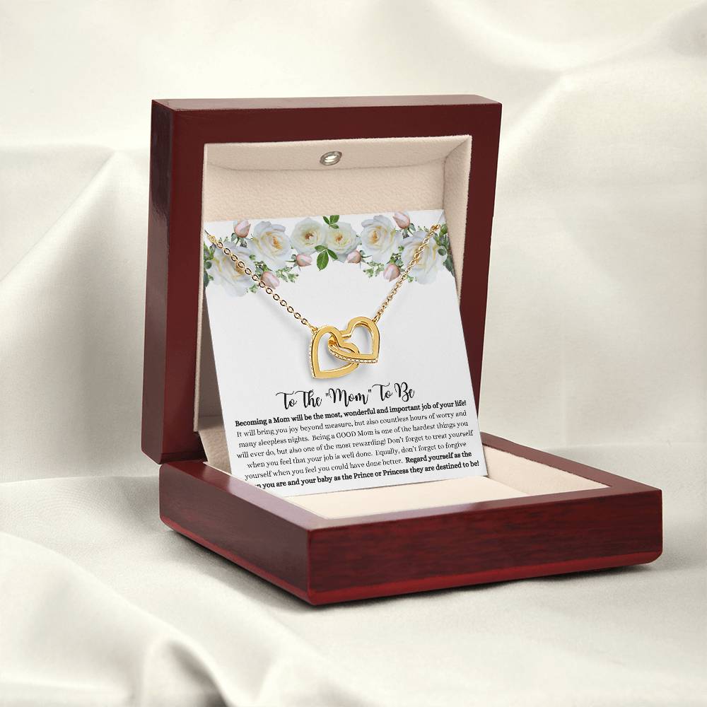 To The "Mom To Be" Interlocking Hearts Necklace, She couldn't stop crying when she read this!