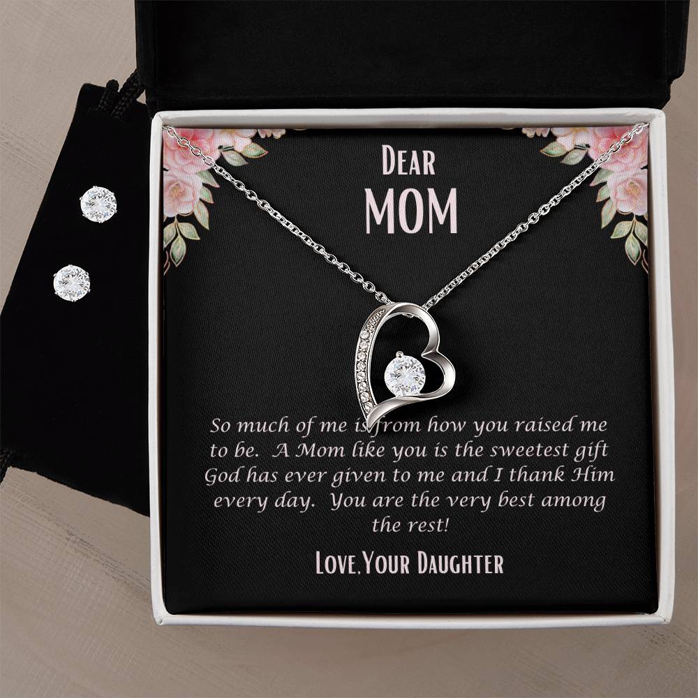 Forever Love Necklace and Earrings, Cubic ZIrconia Set. "She could not believe her eyes when she opened the box!"