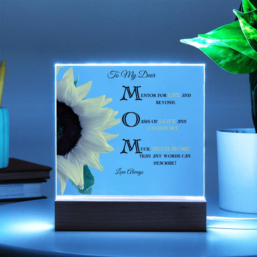To My Dear MOM-Sunflower Design, Personalized Acrylic Square Plaque. "Her eyes started to tear up as she read this"