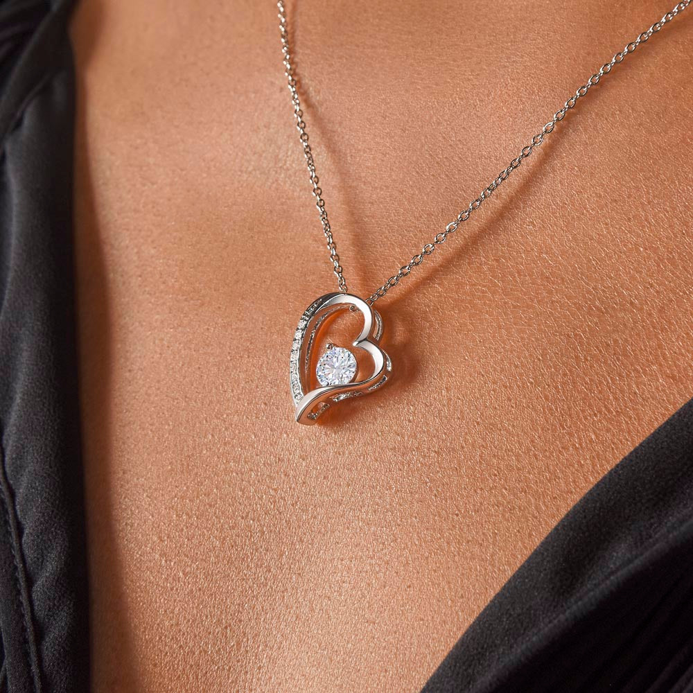 "Her eyes filled with tears as she read this- Dear Mom- Love Your Daughter" Forever Love Necklace