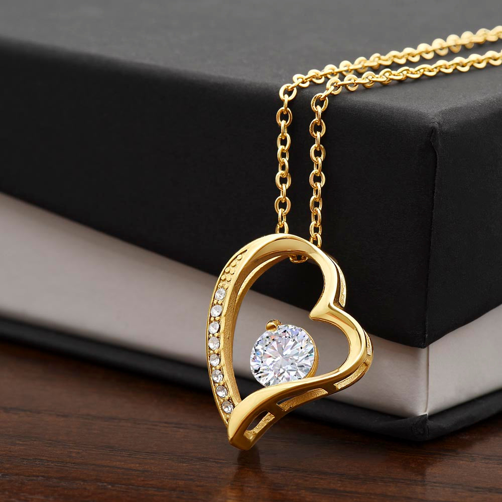 "Her eyes filled with tears as she read this- Dear Mom- Love Your Daughter" Forever Love Necklace
