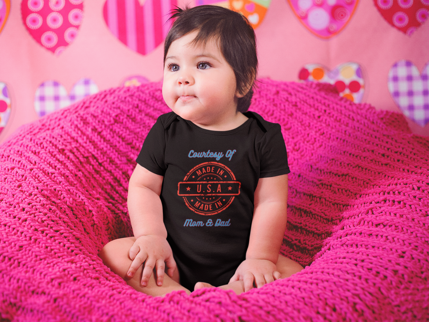 "Made In The USA Courtesy Of Mom & Dad", Infant Fine Jersey Bodysuit