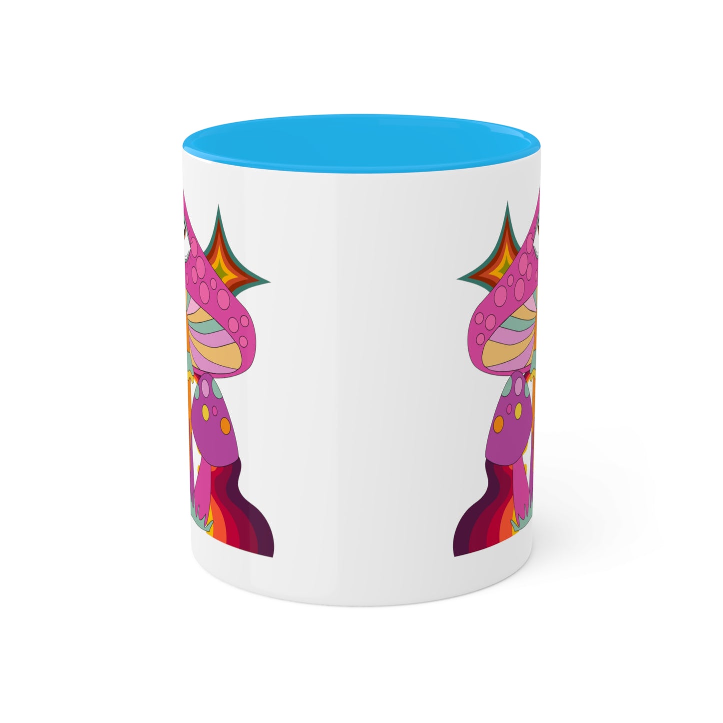 "Groovy Mushrooms" 11 oz White Mug with Colorful Accents