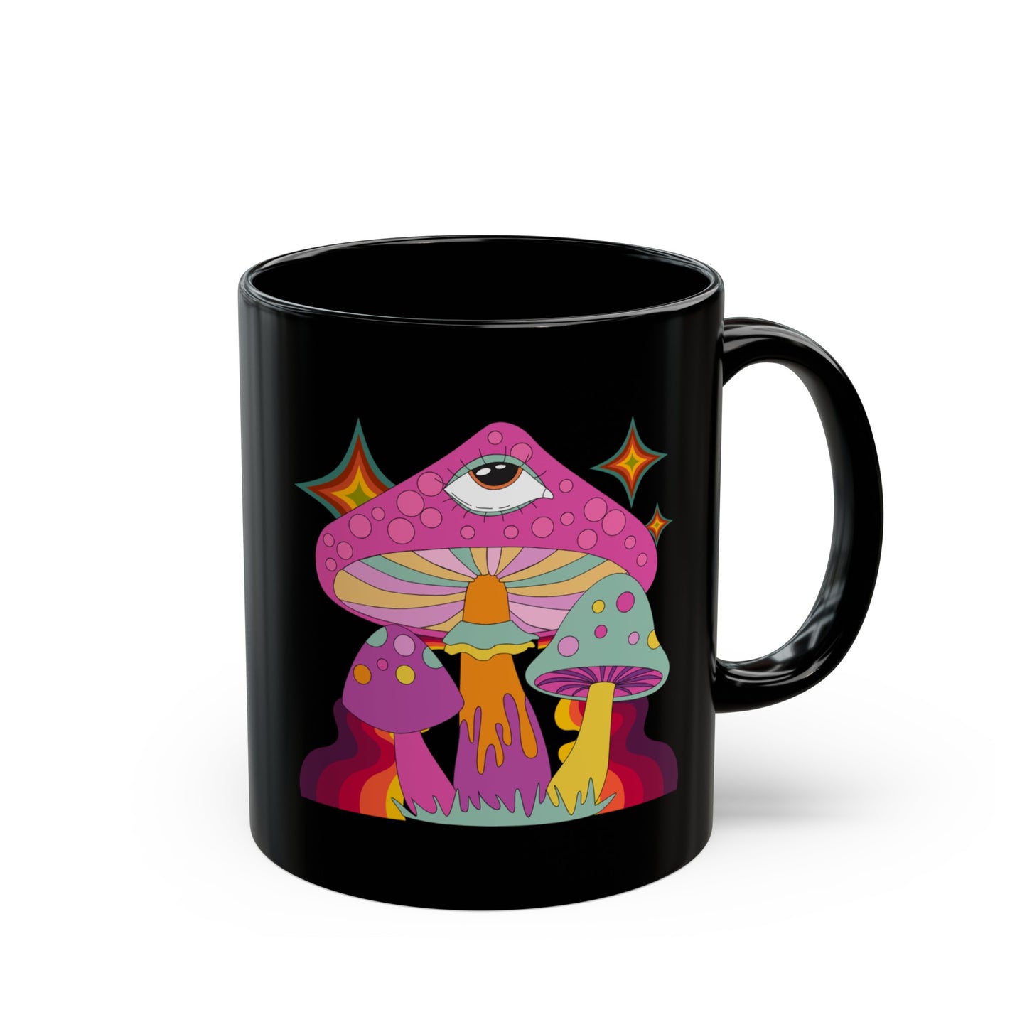"Groovy Mushrooms" Black Mug (11 oz, 15 oz)