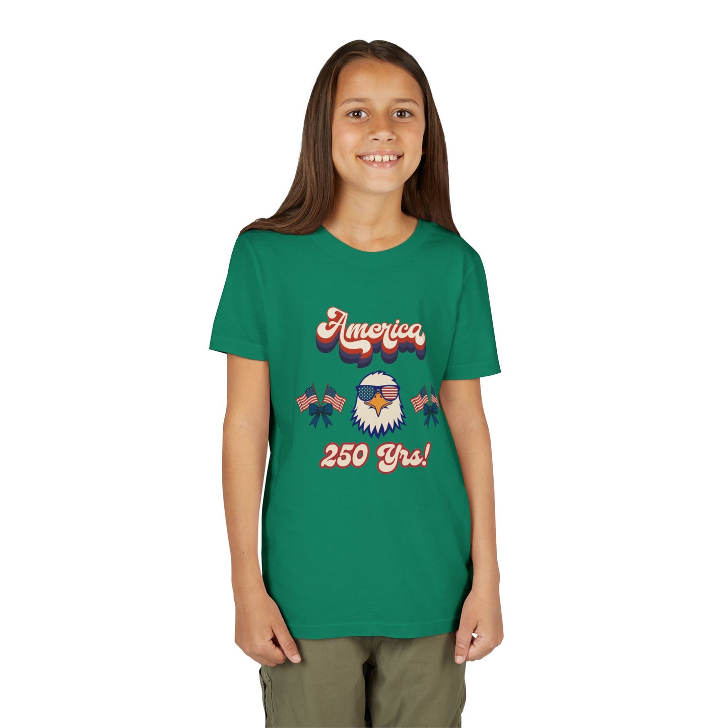 Youth Tee — Retro "America 250 yrs!" Eagle Independence Day T-Shirt