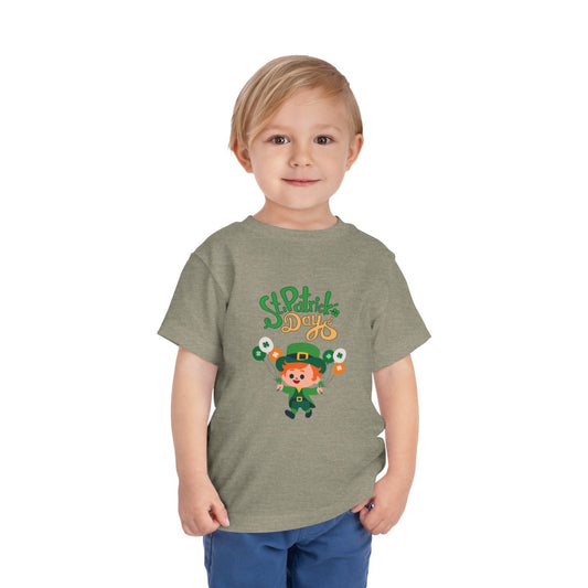 "St. Patrick's Day Leprechaun" Toddler Tee — Cute Leprechaun With Festive Balloons!