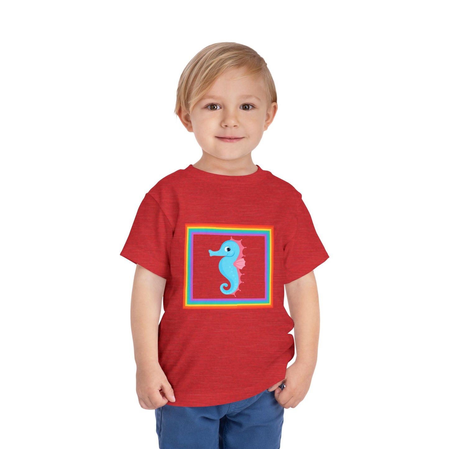"Seahorse Toddler Tee" — Colorful Rainbow Frame Toddler T- Shirt