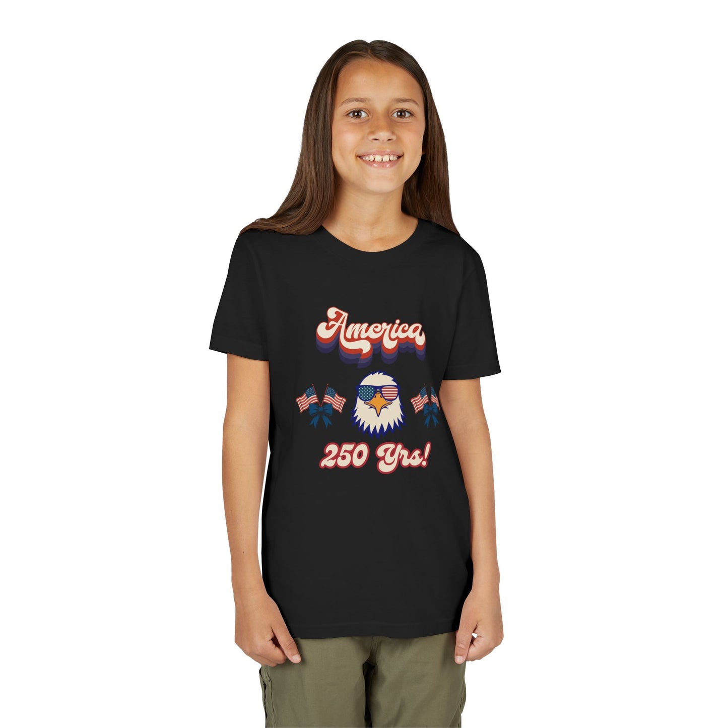 Youth Tee — Retro "America 250 yrs!" Eagle Independence Day T-Shirt