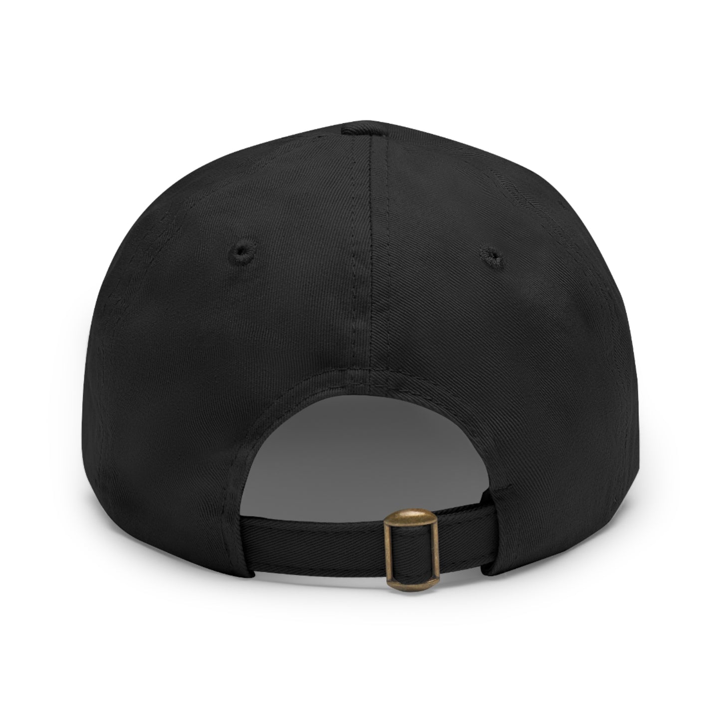 "GRANDMA INC." Black Twill Dad Hat with  PU Leather  Personalized Patch (Round)