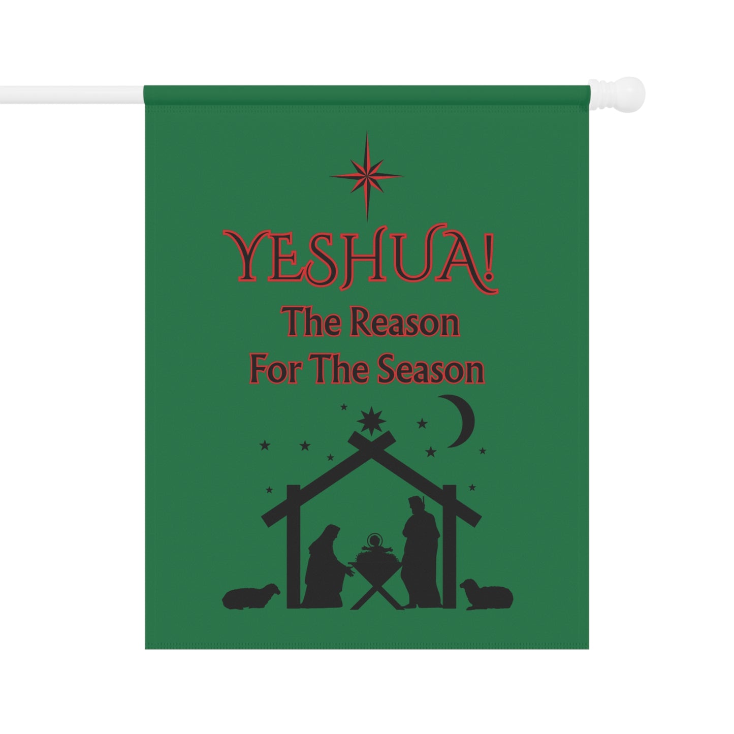 Green House Banner/ Flag – "YESHUA! The Reason For The Season" Nativity Scene Christmas Outdoor Decor For The Home.