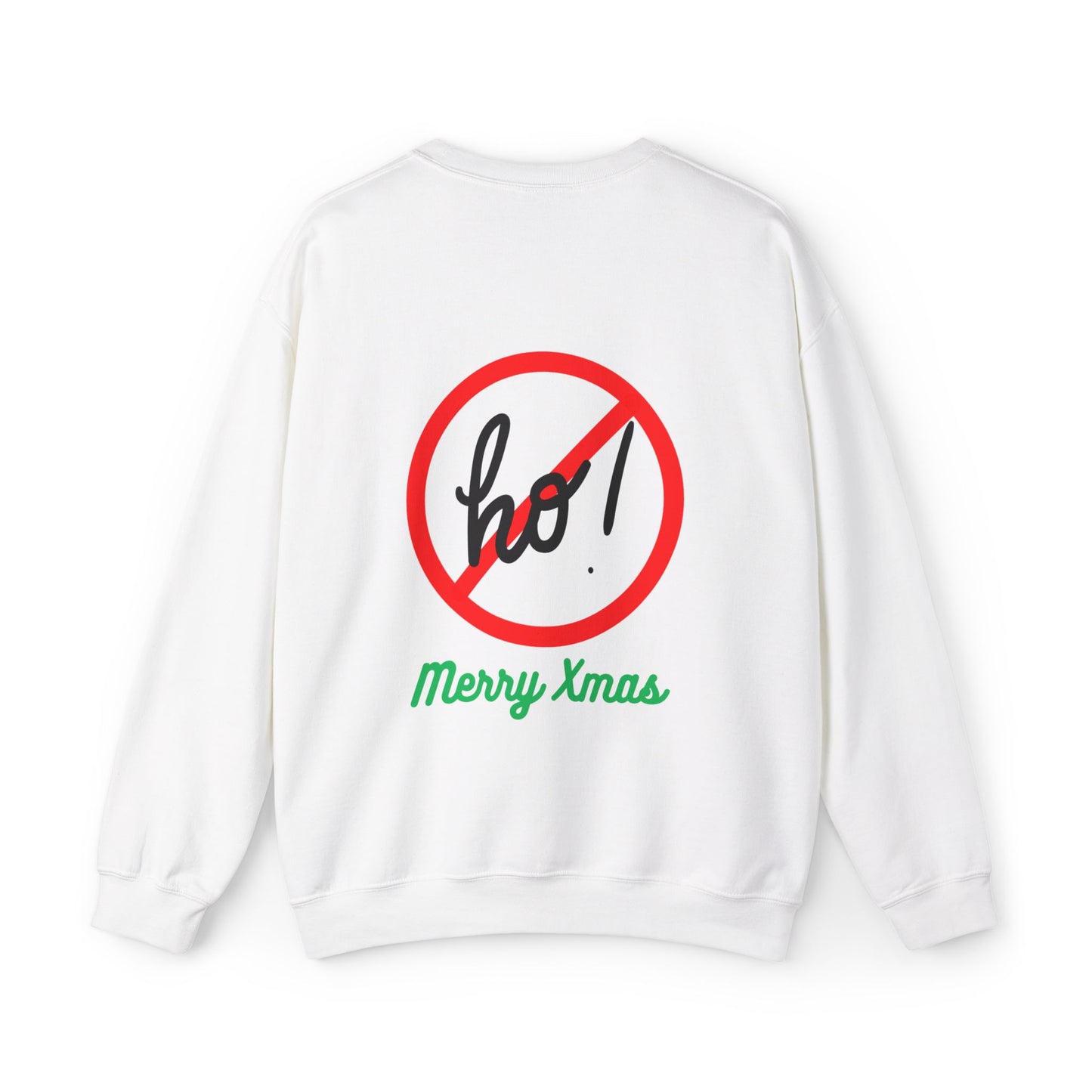 "Smiling (Brown) Santa-Ho, Ho Ho!" Unisex, Heavy Blend Sweatshirt, Black Text