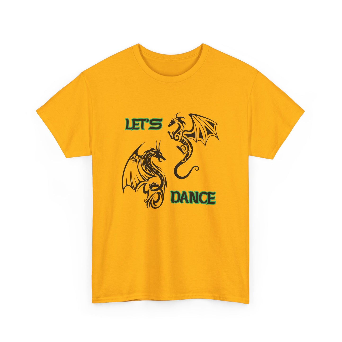 "Let's Dance" Unisex Heavy Cotton Tee, Black/Green text