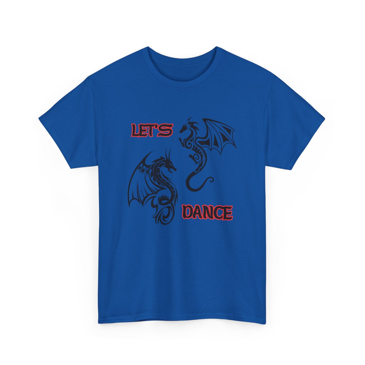"Let's Dance" Unisex Heavy Cotton Tee, Black/Red Text