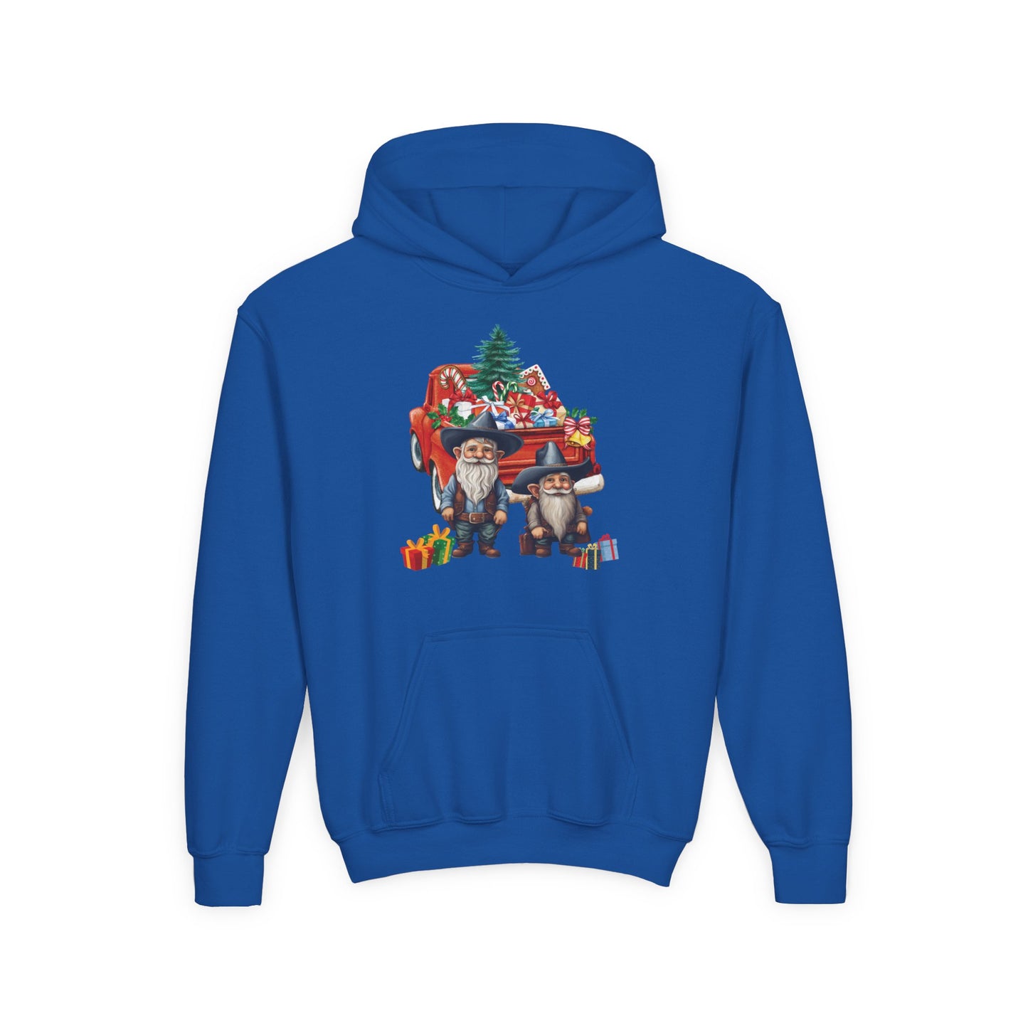 Youth Christmas Hoodie - Cute Gnome & Gifts Holiday Pullover ("Merry Christmas" Back)