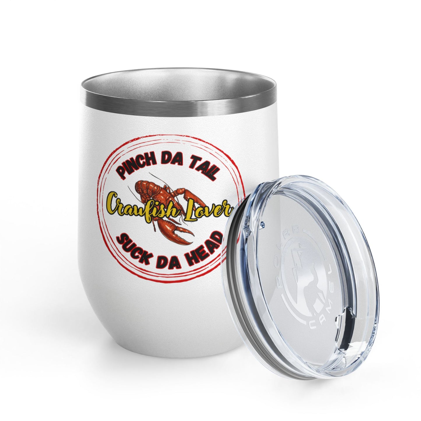 "Crawfish Lover" Wine Tumbler – “Pinch Da Tail, Suck Da Head” 12oz Insulated Tumbler-Perfect For Seafood Boil Refreshments!