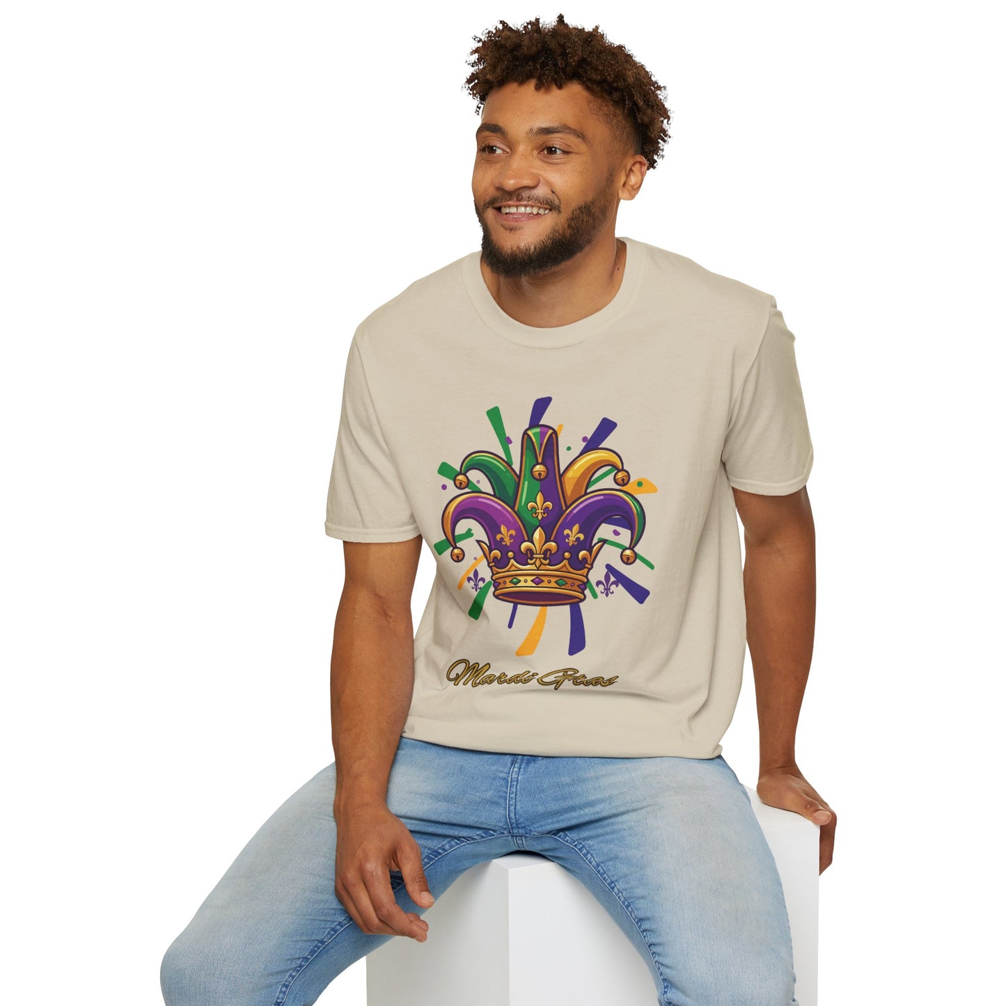 "Mardi Gras Jester Crown" T-Shirt — Colorful, Festive Tee To Wear Alone Or Layered Under A Jacket While Enjoying The Festivities!