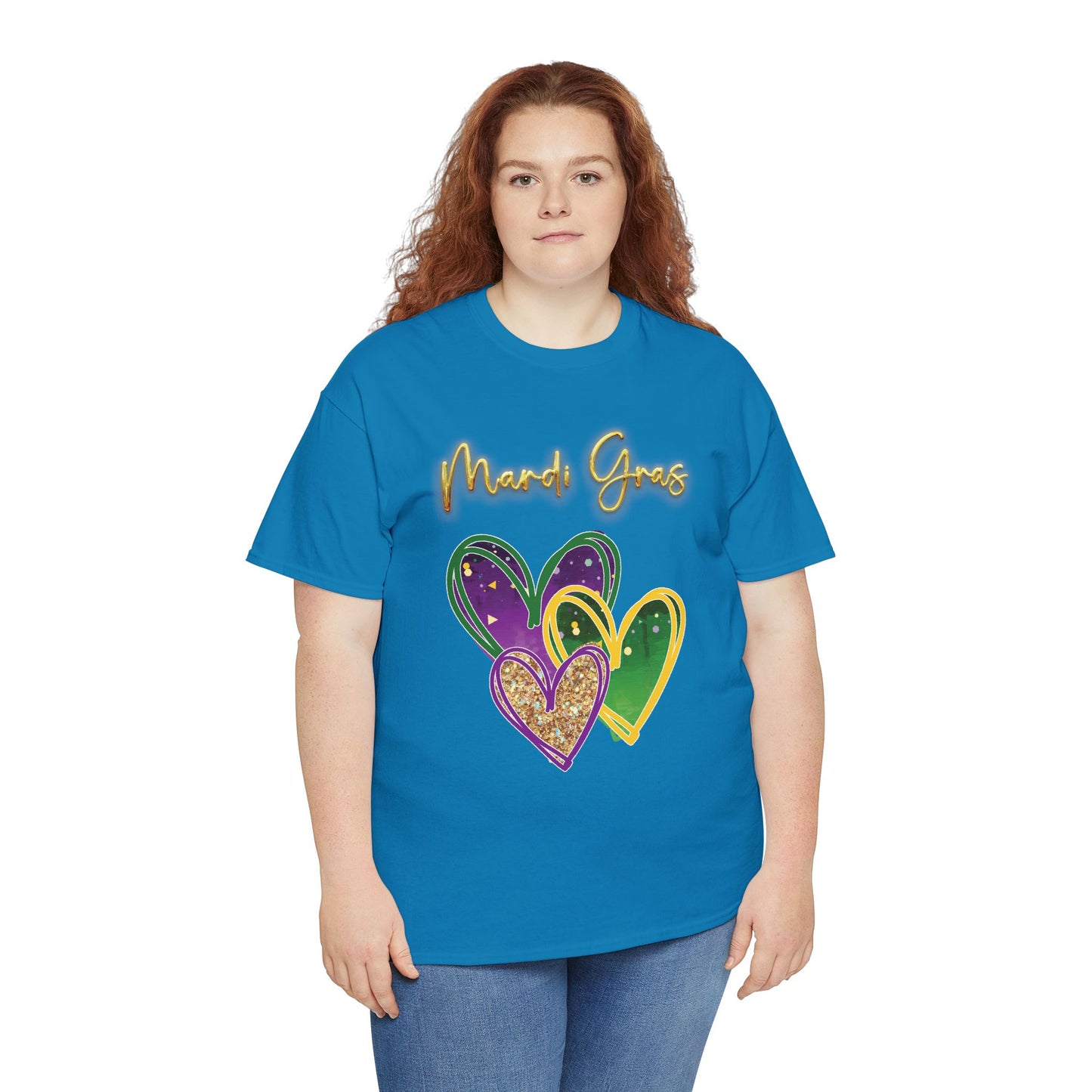 "Mardi Gras Hearts" Unisex T-Shirt.  A "Heart Felt"  Celebration Of Carnival In Purple, Green & Gold!