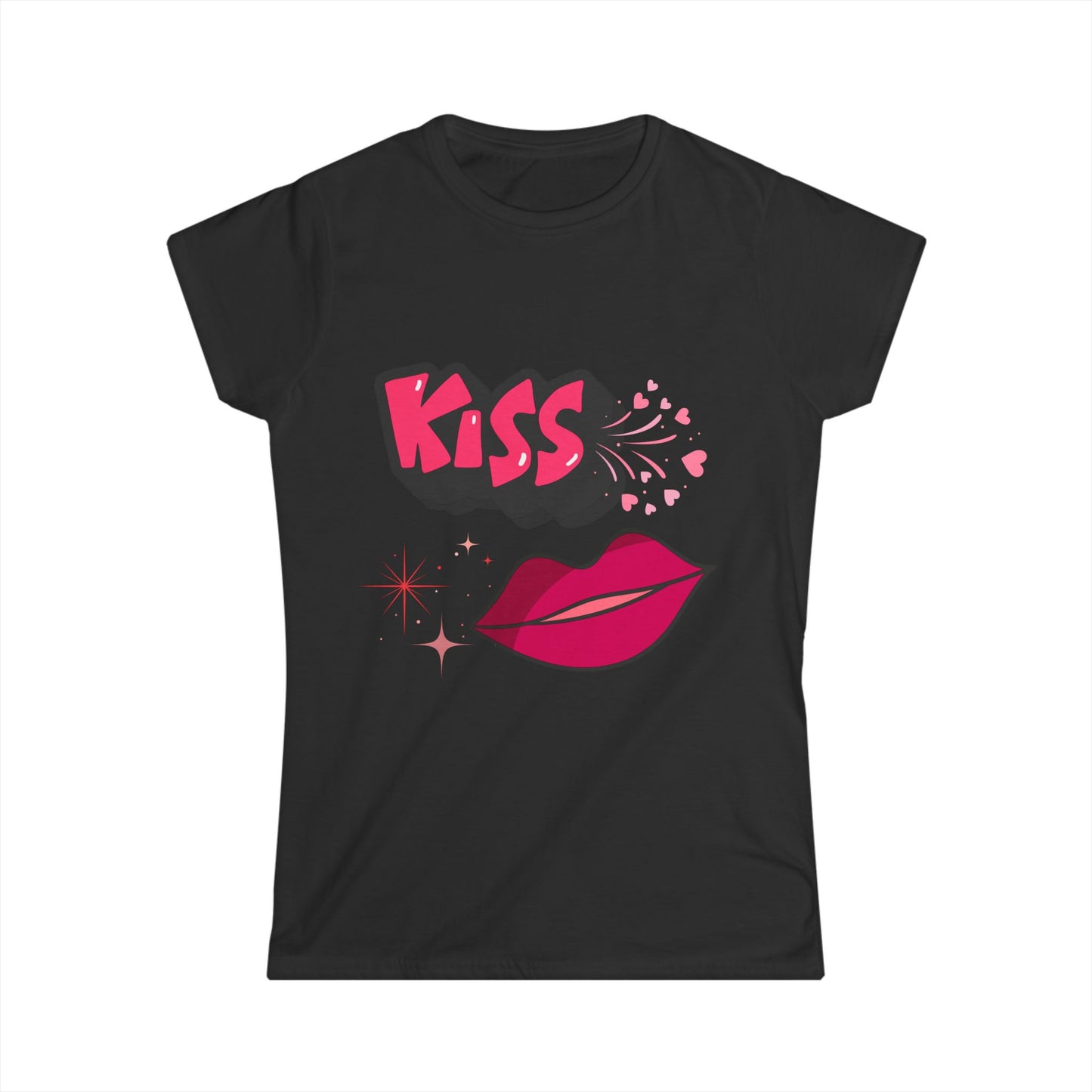 "KISS" Pop Art Women's Tee — Colorful Lips Graphic.  A Fun Vibrant Tee for Valentines Day