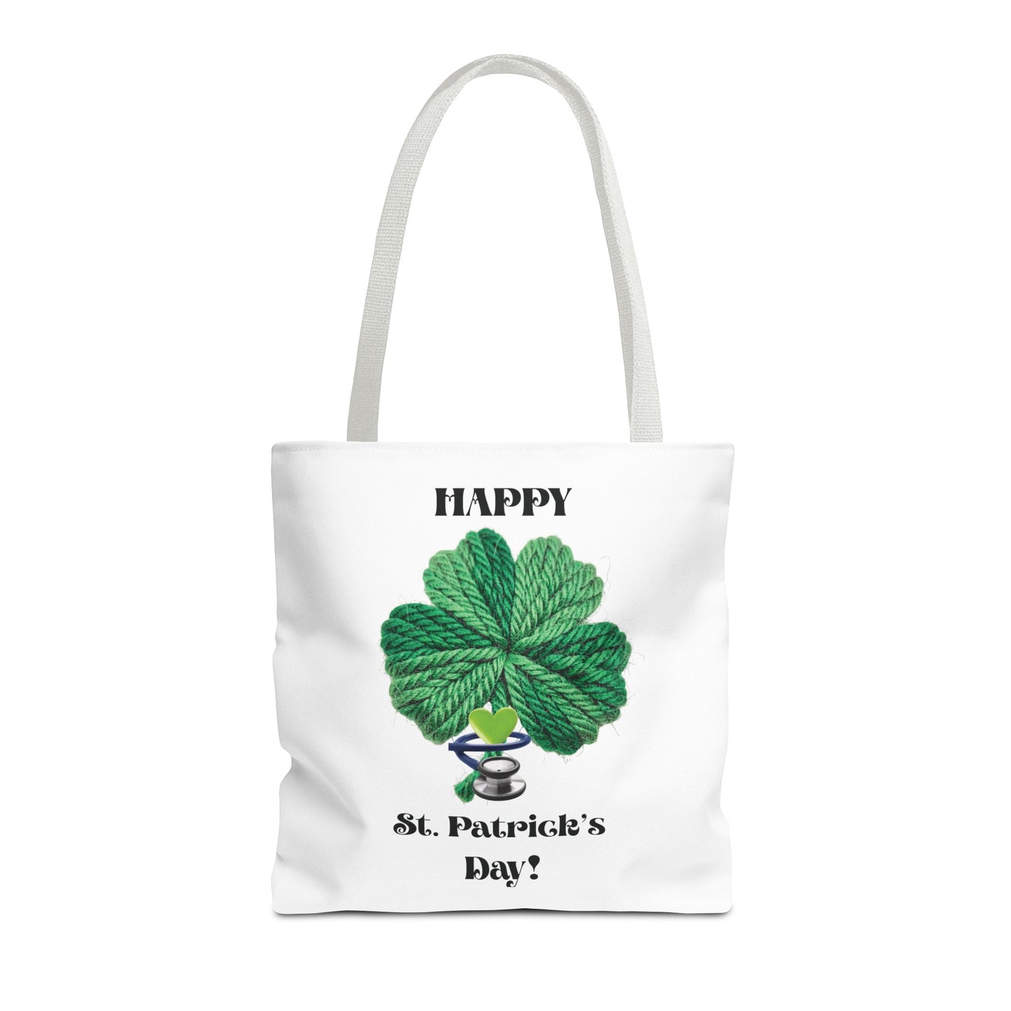 St. Patrick's Day Shamrock Tote Bag – 'Happy St. Patrick's Day!' All-Over Print