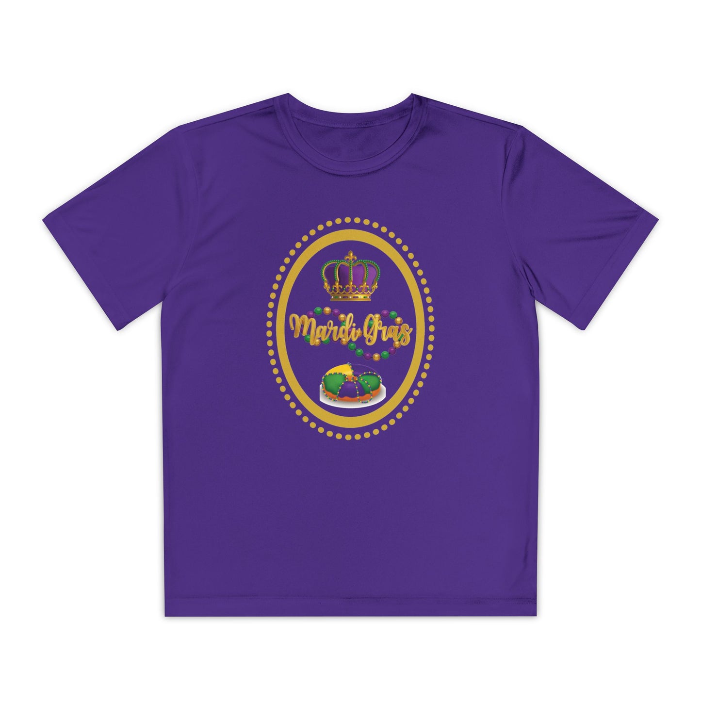 "Mardi Gras King Cake" Youth Tee — Vibrant Parade & Party Shirt!