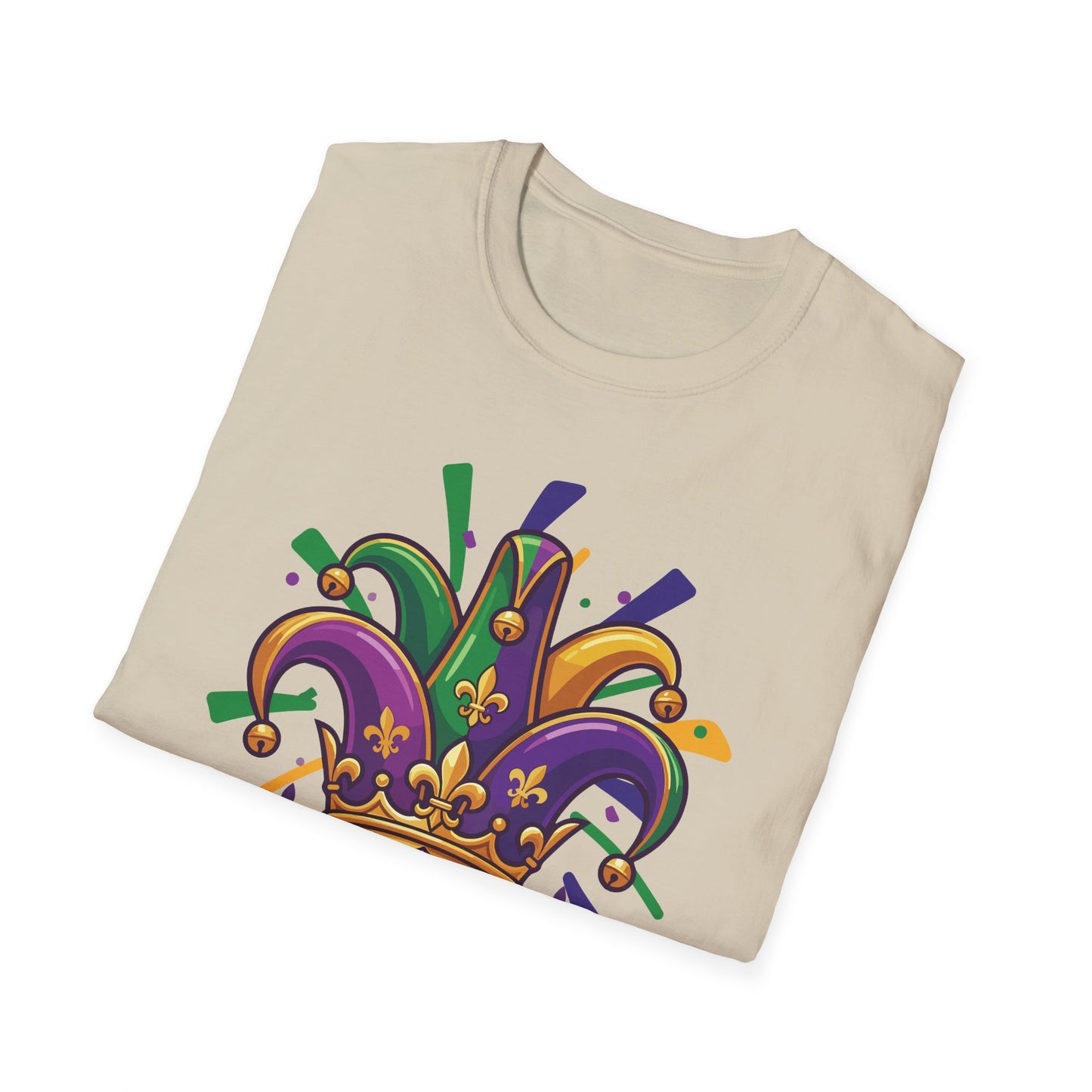 "Mardi Gras Jester Crown" T-Shirt — Colorful, Festive Tee To Wear Alone Or Layered Under A Jacket While Enjoying The Festivities!