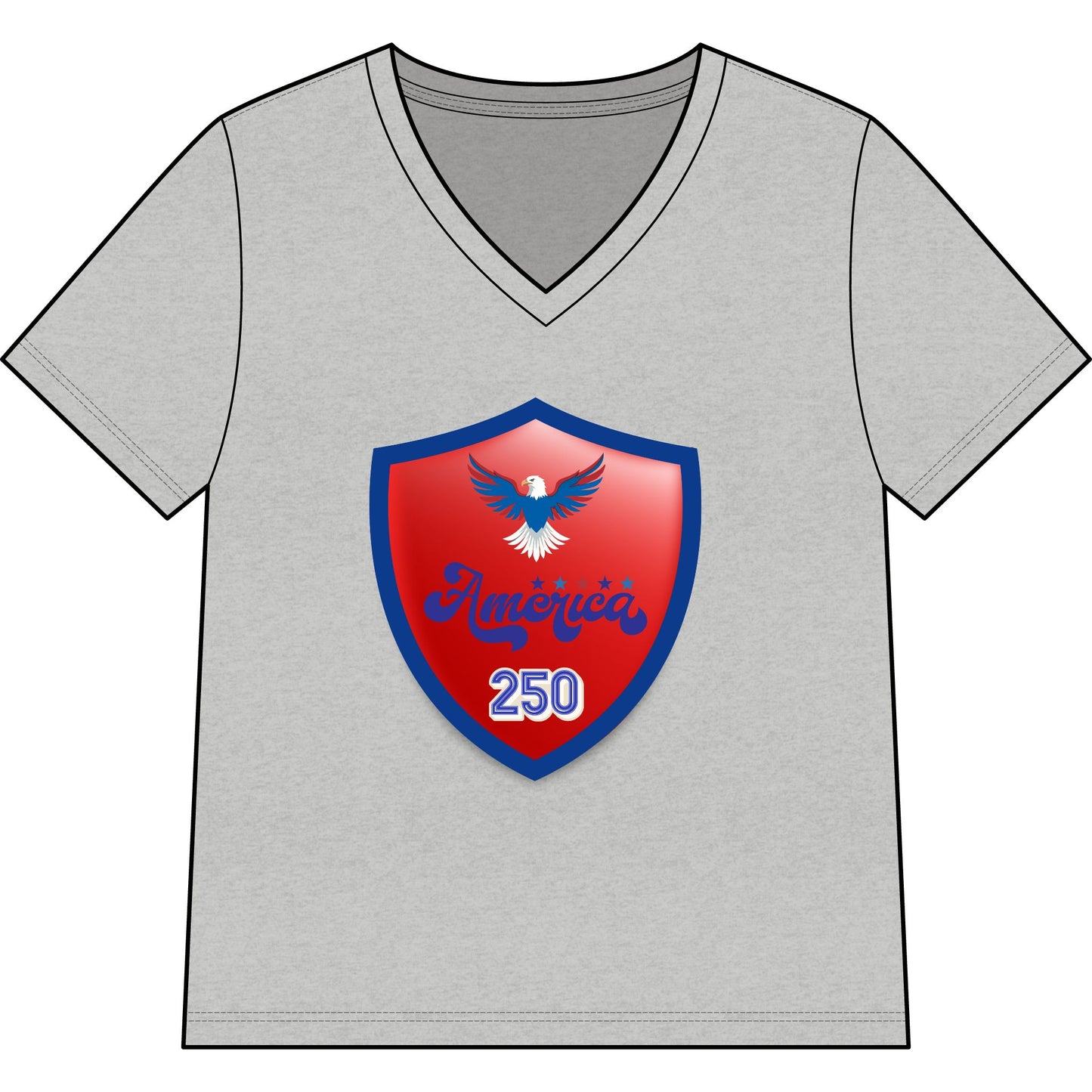 Patriotic Eagle "America 250 Shield" V-Neck Tee