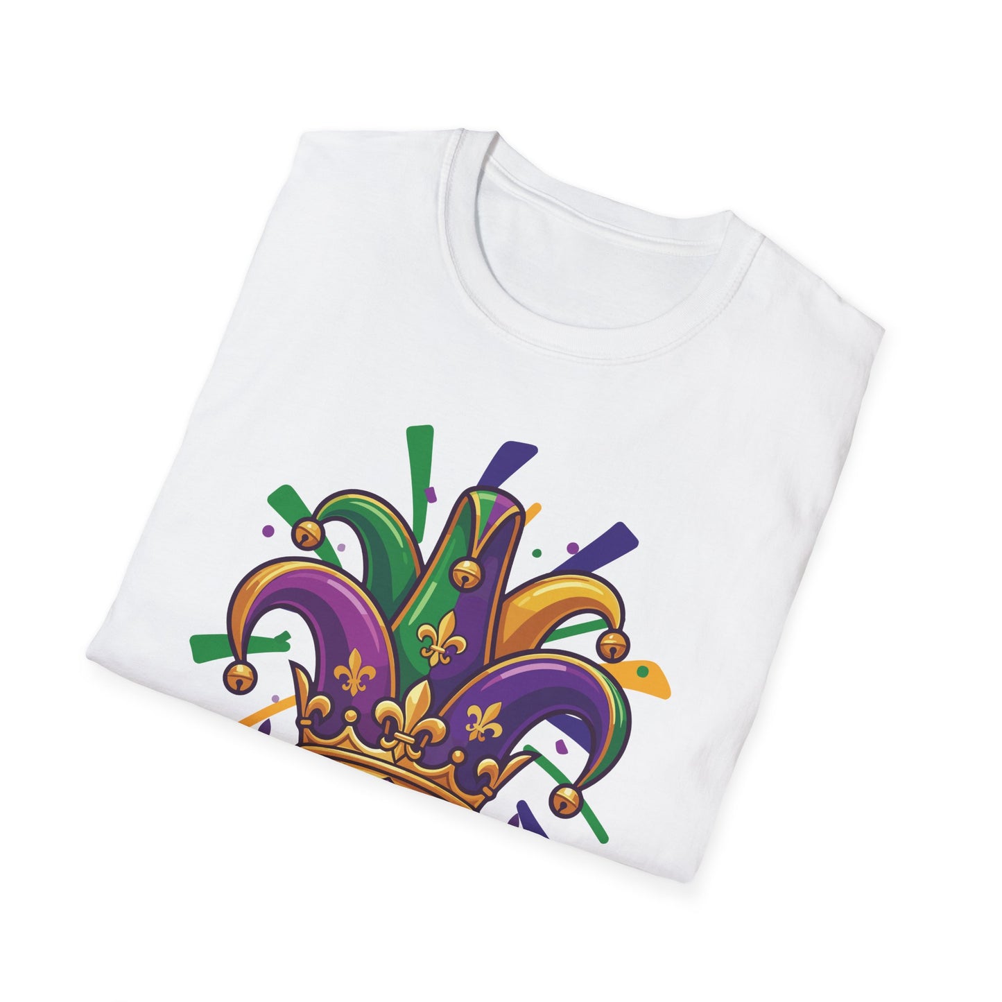 "Mardi Gras Jester Crown" T-Shirt — Colorful, Festive Tee To Wear Alone Or Layered Under A Jacket While Enjoying The Festivities!