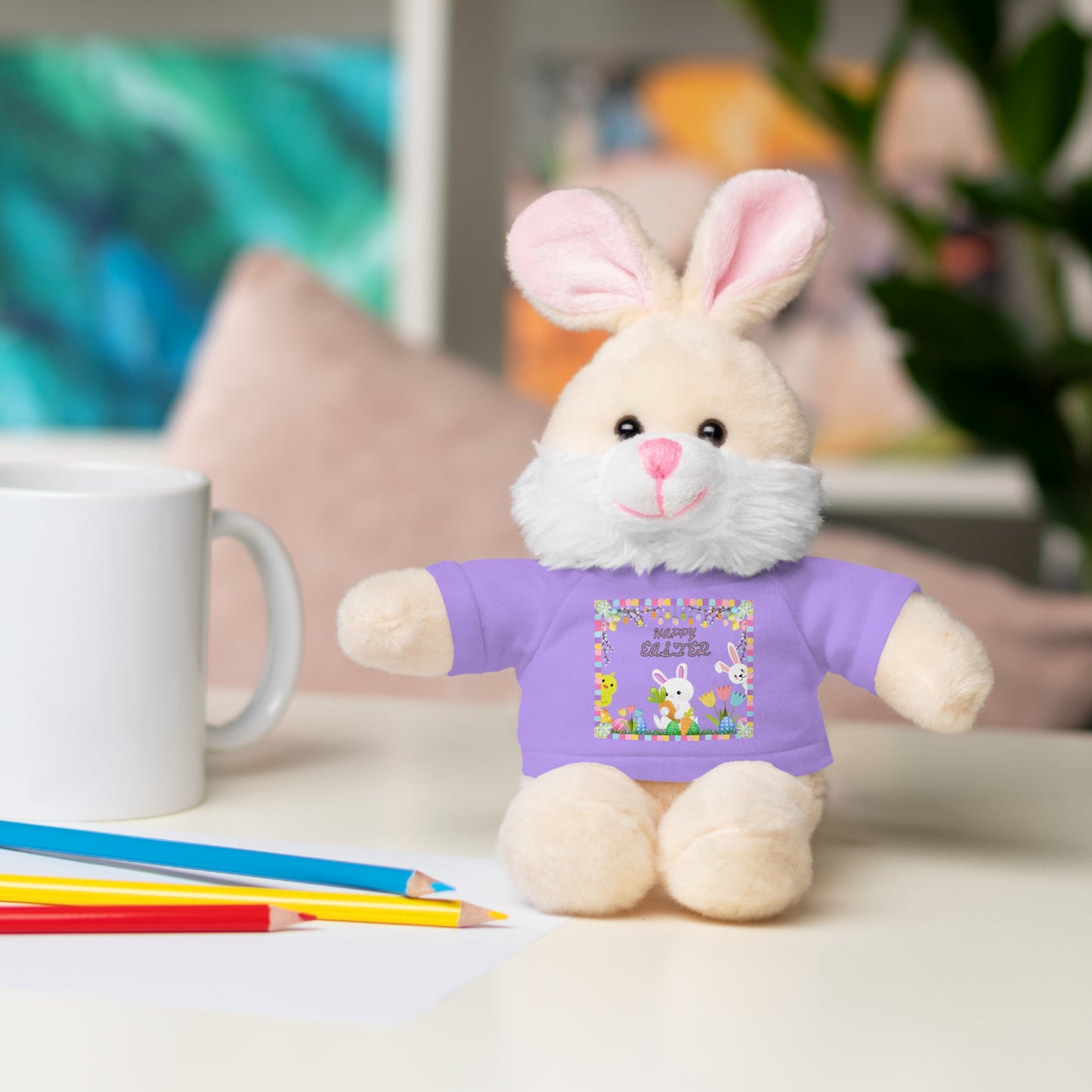 " Happy Easter" Stuffed Animals with Tee, Bunny and Lamb