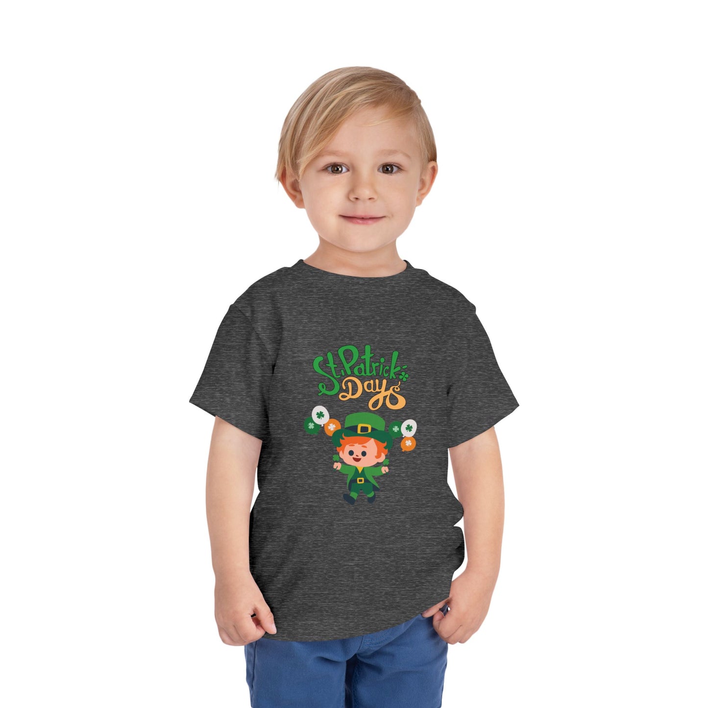 St. Patrick's Day Toddler Tee — Cute Leprechaun with Balloons