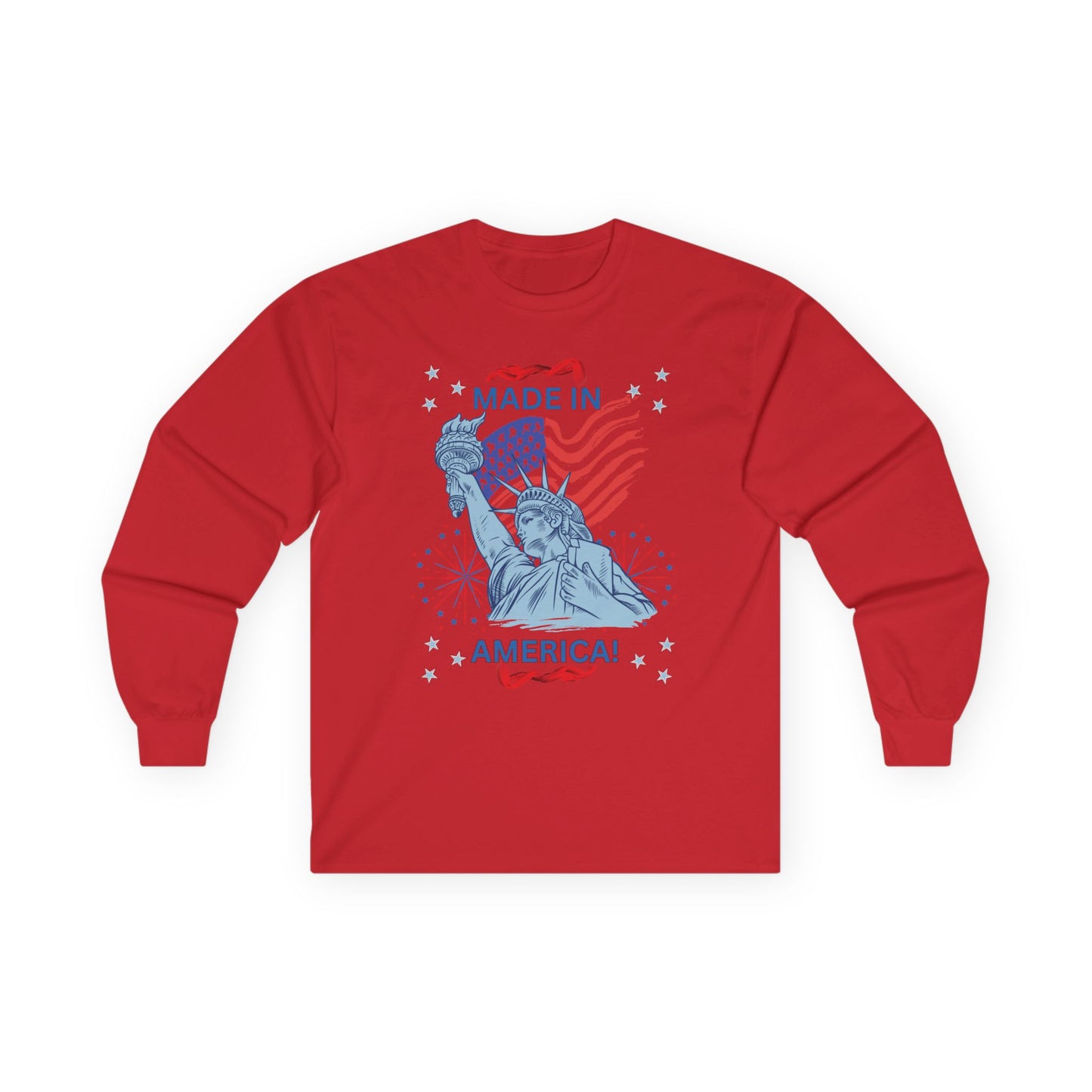 Made in America Statue Of Liberty" Unisex Long Sleeve Tee