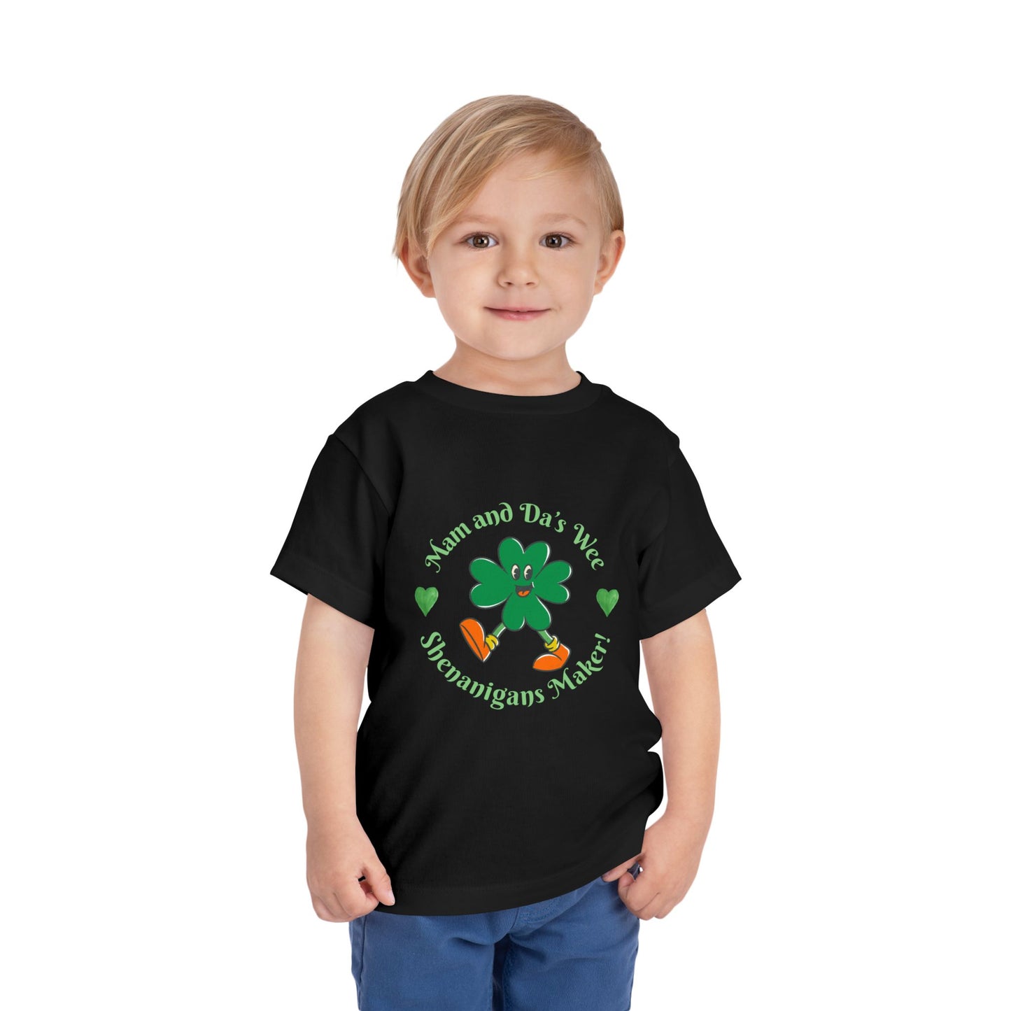 Toddler Tee — "Mam And Da's Wee Shenanigan's Maker" Shamrock St. Patrick’s Day Shirt