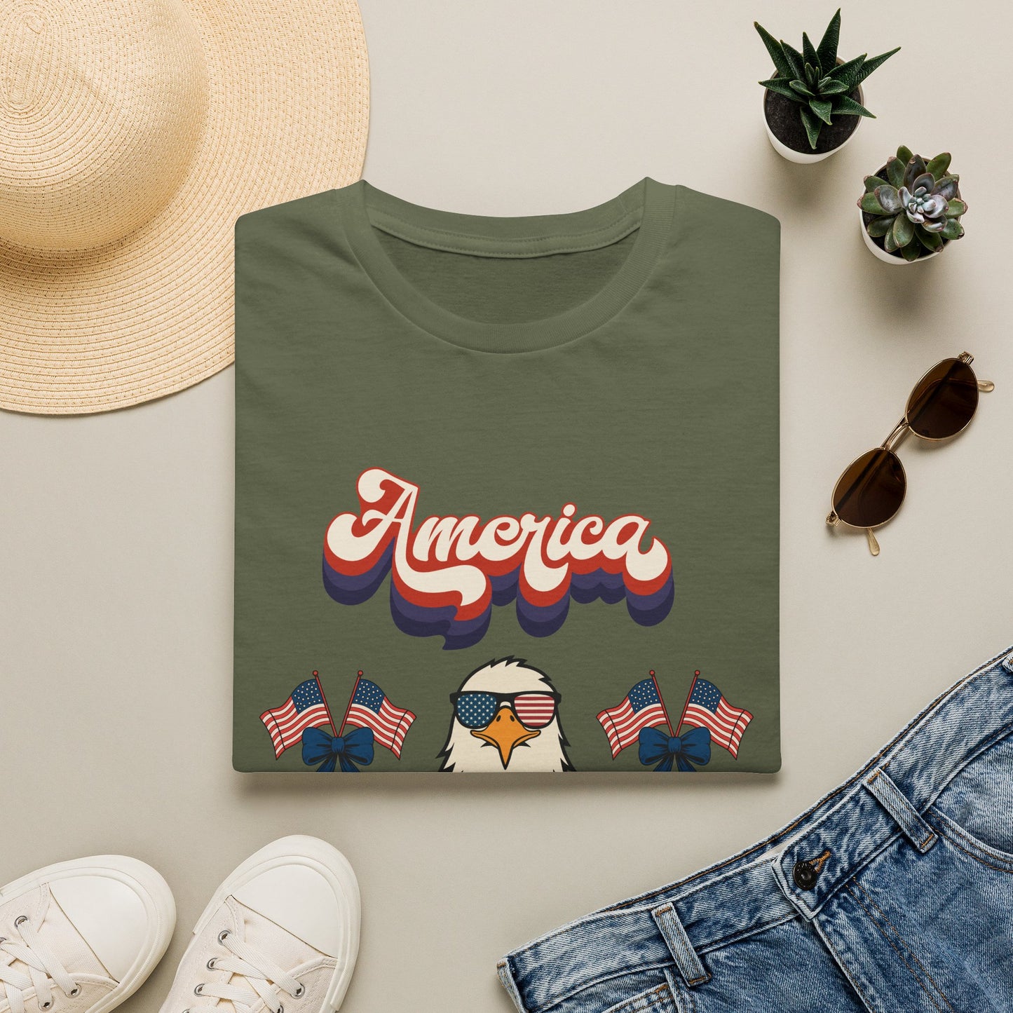 Patriotic " Retro Cool America Eagle 250"  Unisex T-Shirt