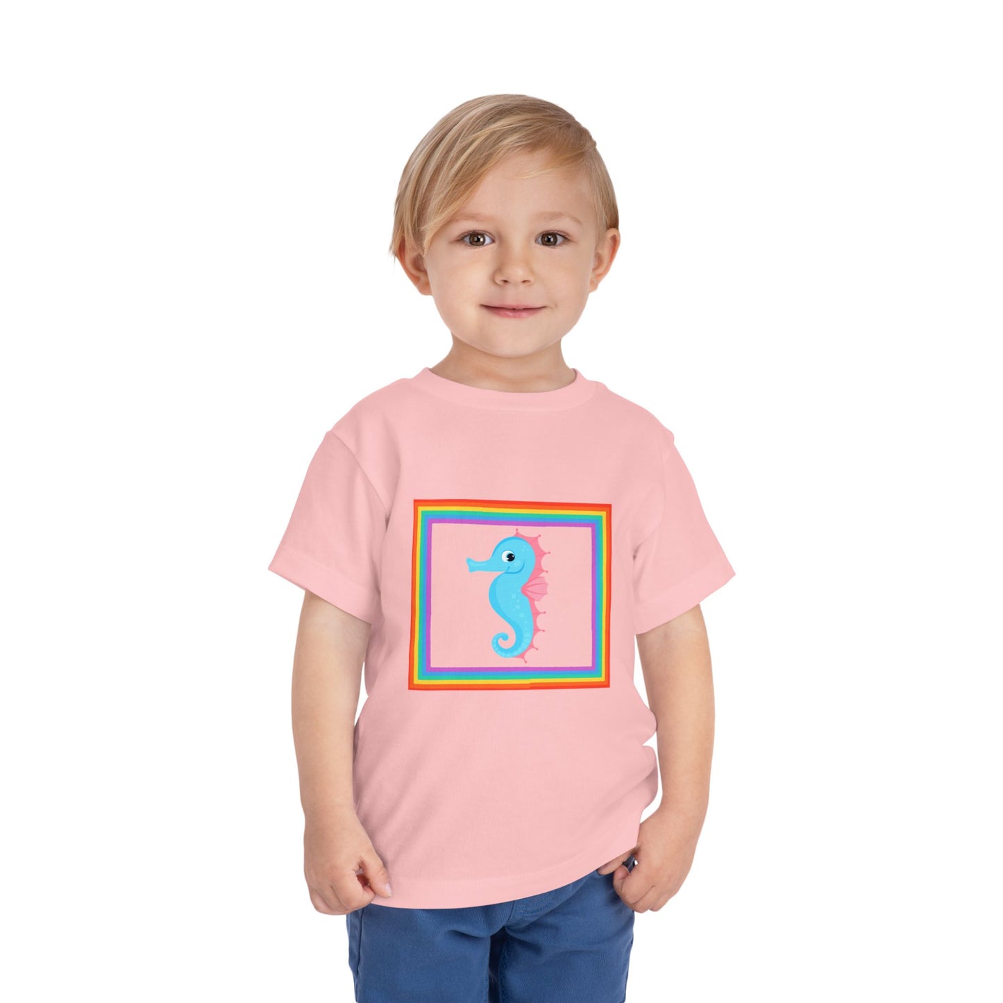 "Seahorse Toddler Tee" — Colorful Rainbow Frame Toddler T- Shirt