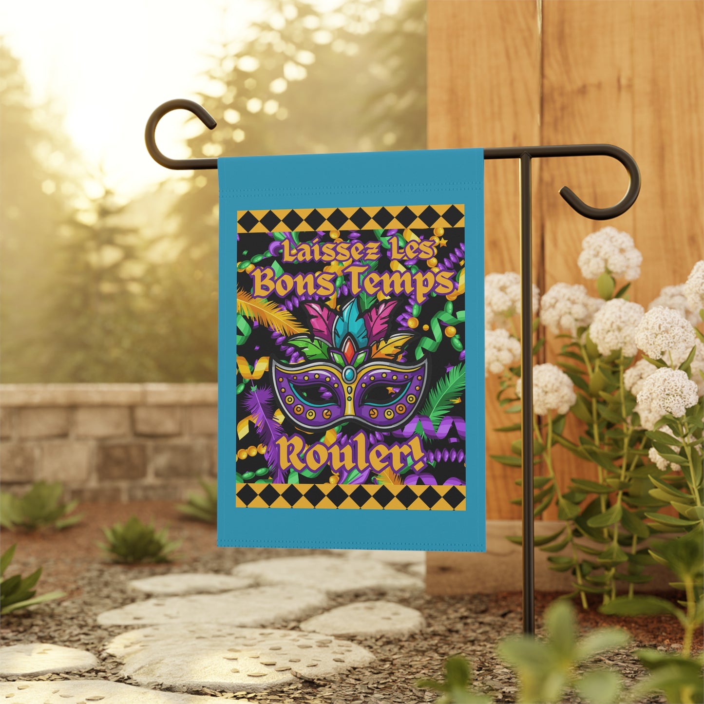 Mardi Gras Garden Flag – "Laissez Les Bons Temps Rouler" Decorative House Banner