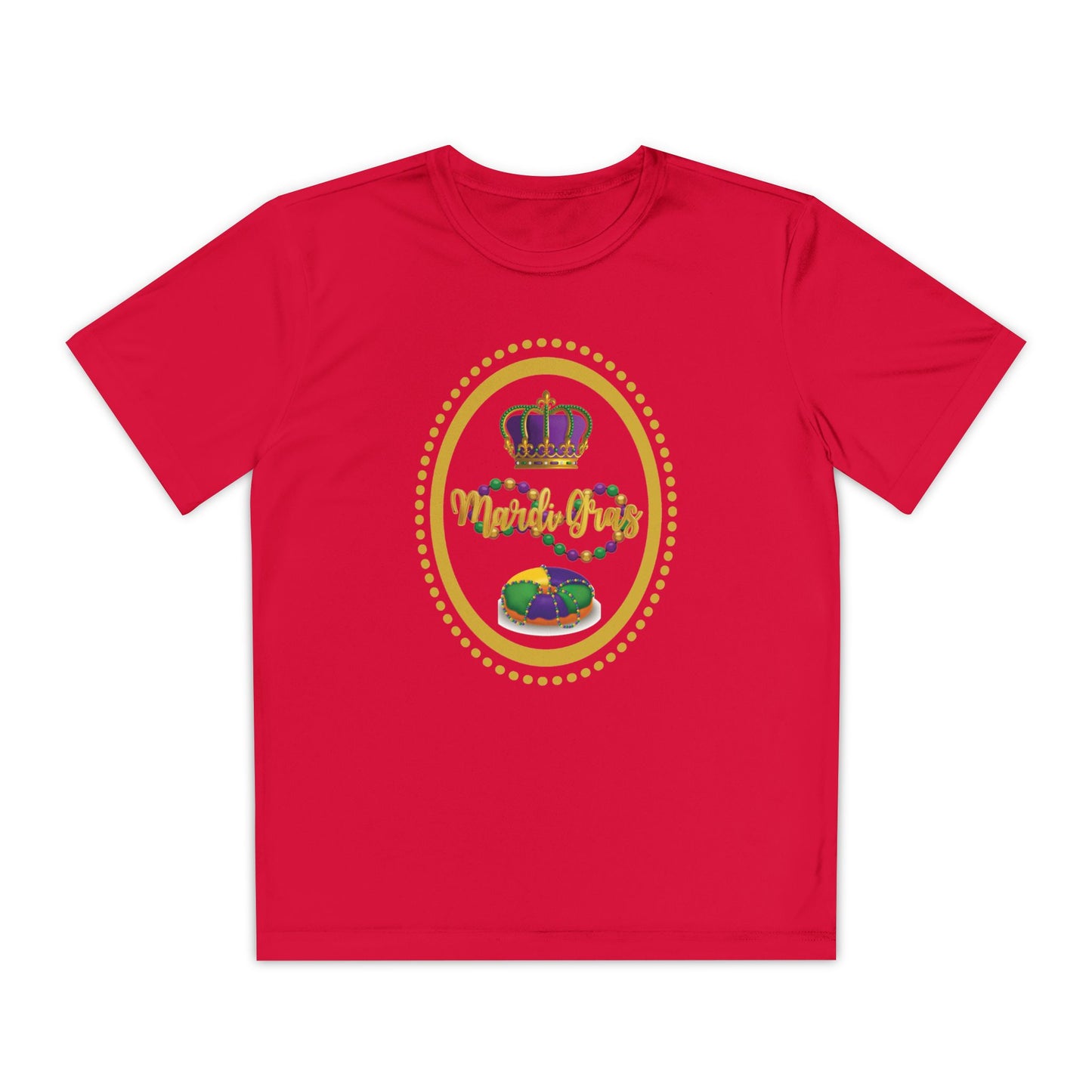 "Mardi Gras King Cake" Youth Tee — Vibrant Parade & Party Shirt!