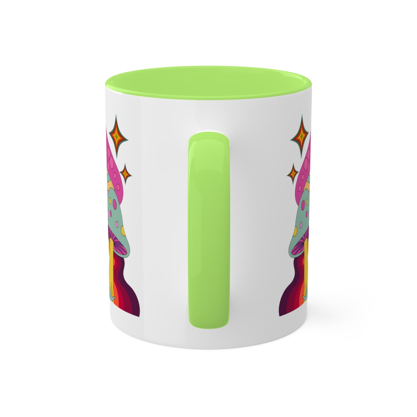 "Groovy Mushrooms" 11 oz White Mug with Colorful Accents