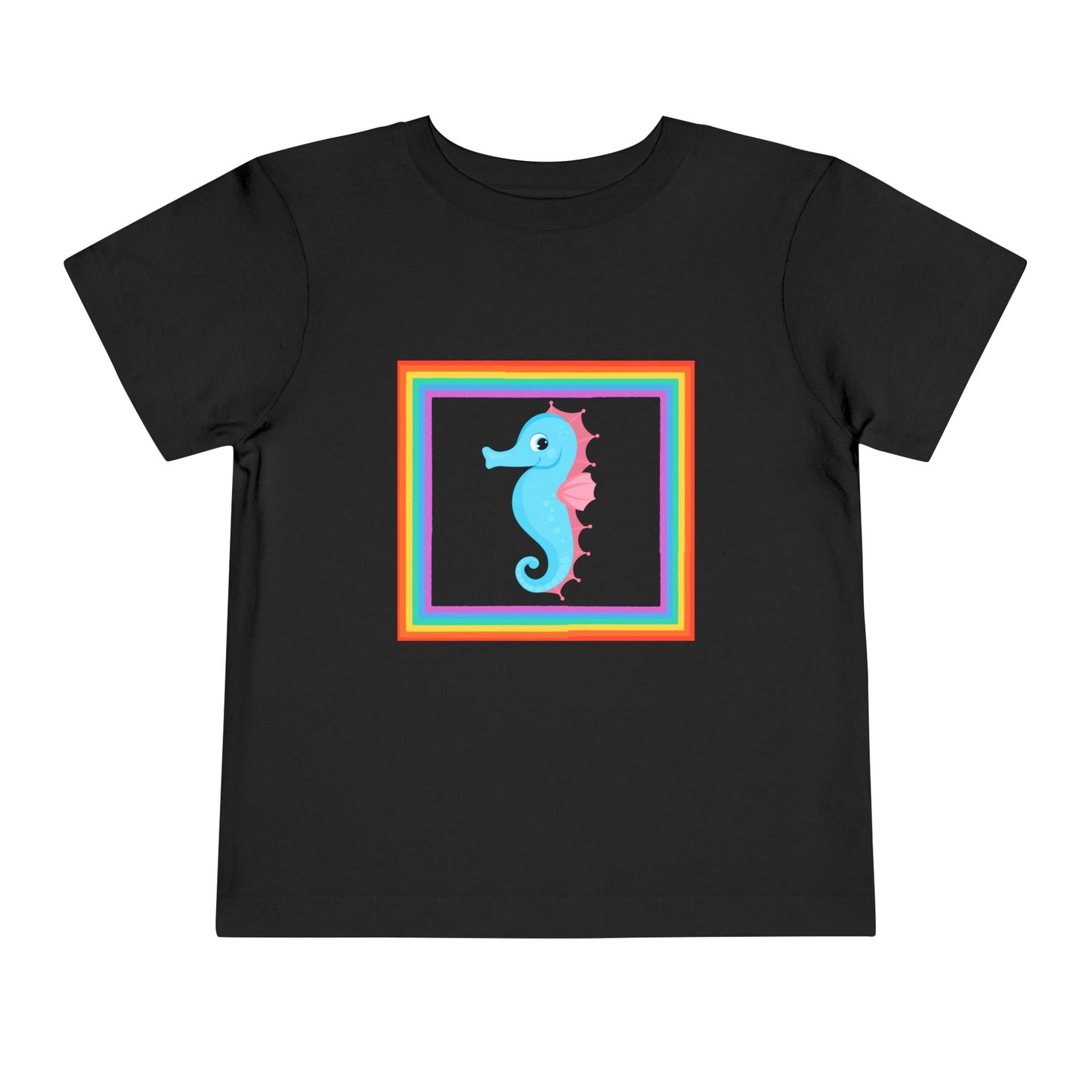 "Seahorse Toddler Tee" — Colorful Rainbow Frame Toddler T- Shirt