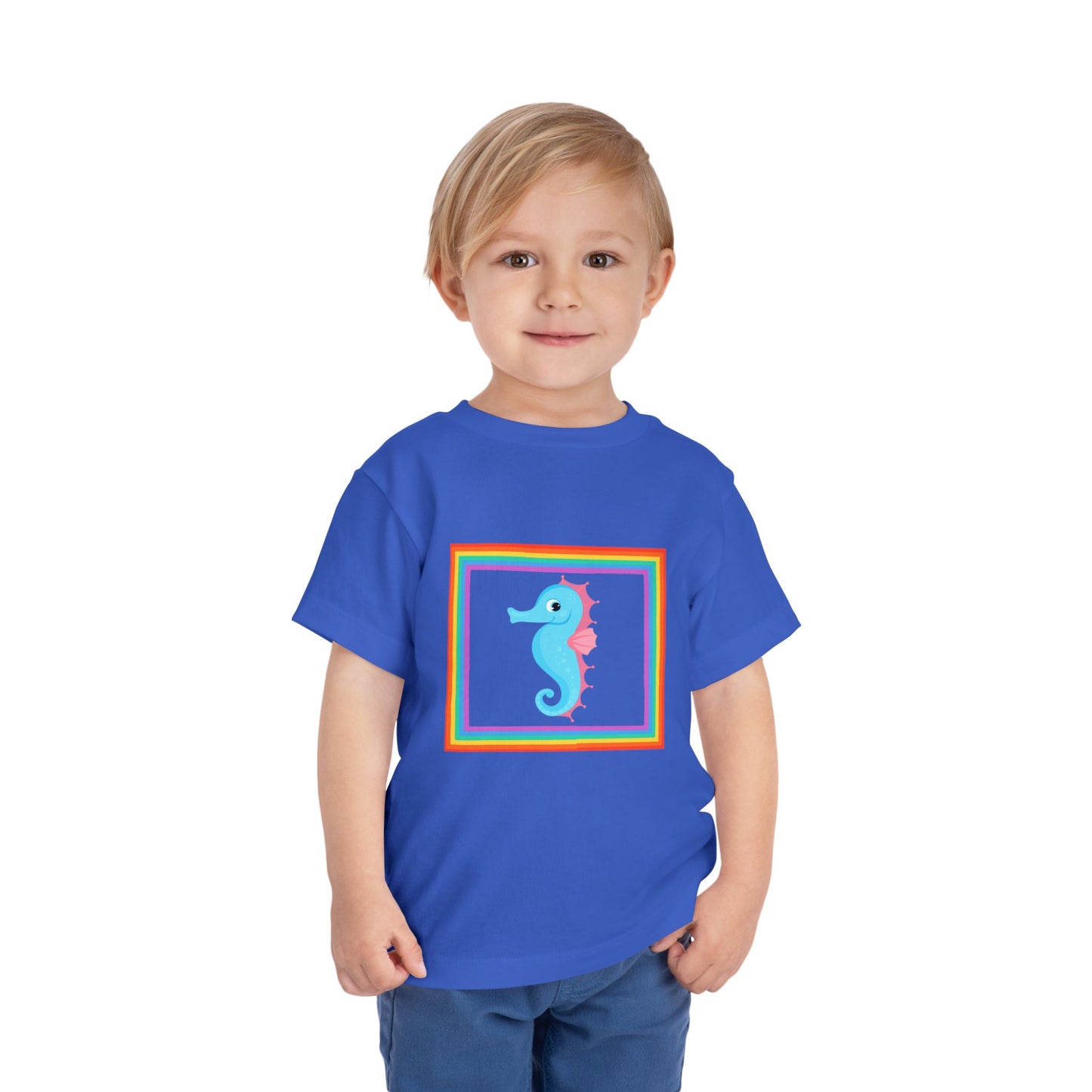 "Seahorse Toddler Tee" — Colorful Rainbow Frame Toddler T- Shirt