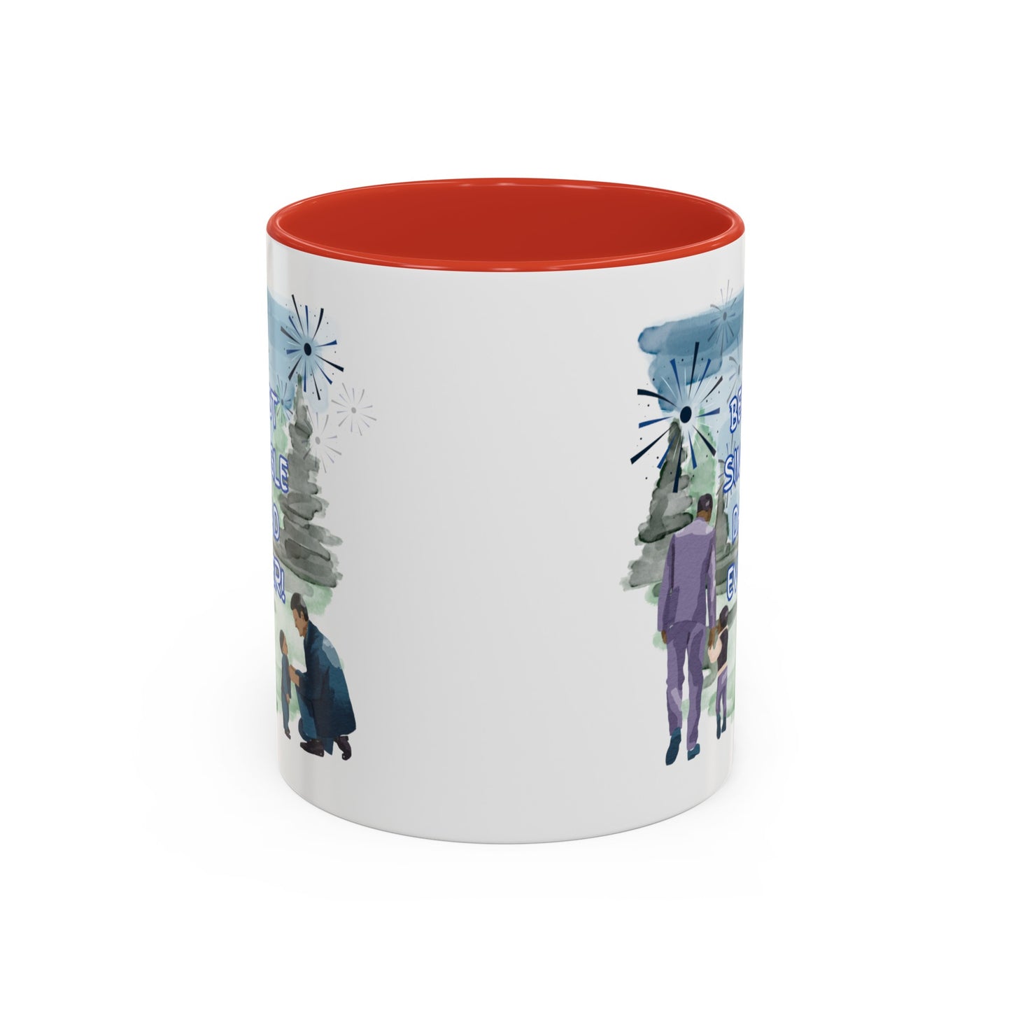"Best Single Dad Ever"  Retro Style Nature Setting, Accent Coffee Mug (11 oz, 15 oz)