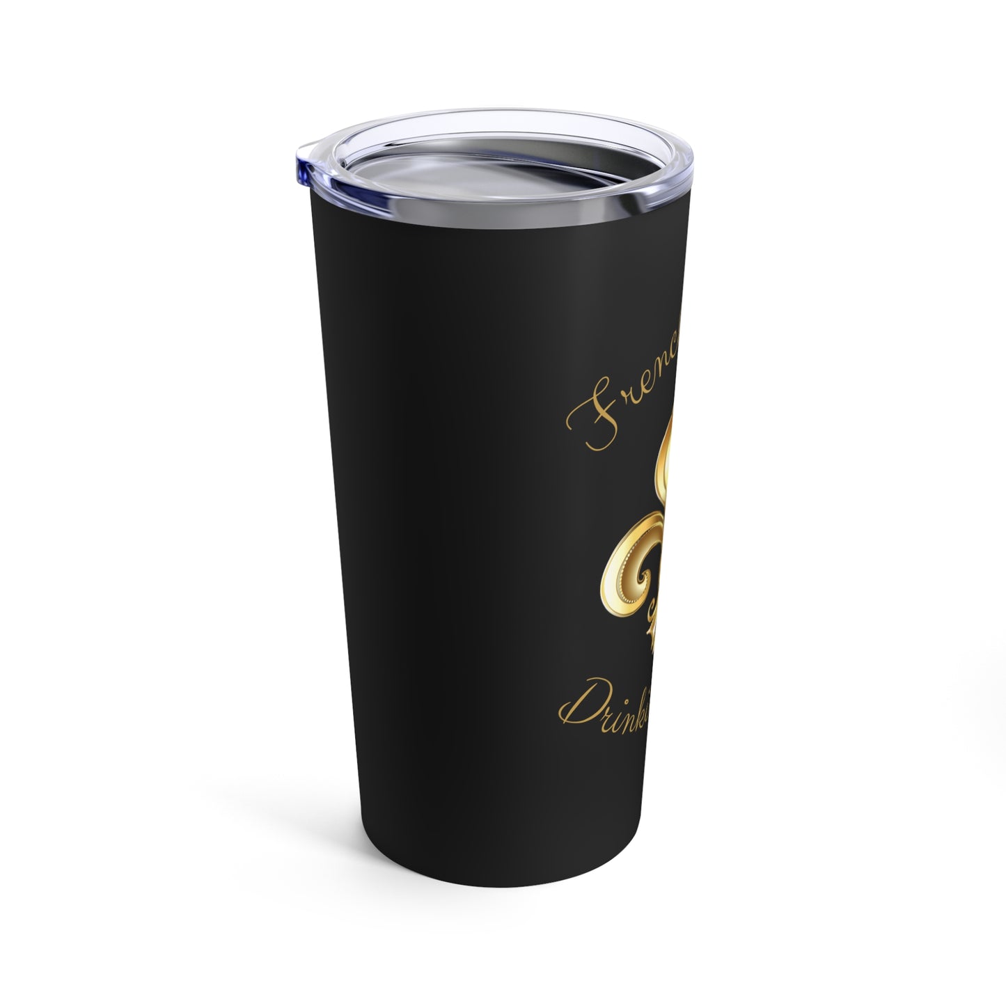 "French Quarter Drinking Team" Black Tumbler With Ornate Design, 20 oz