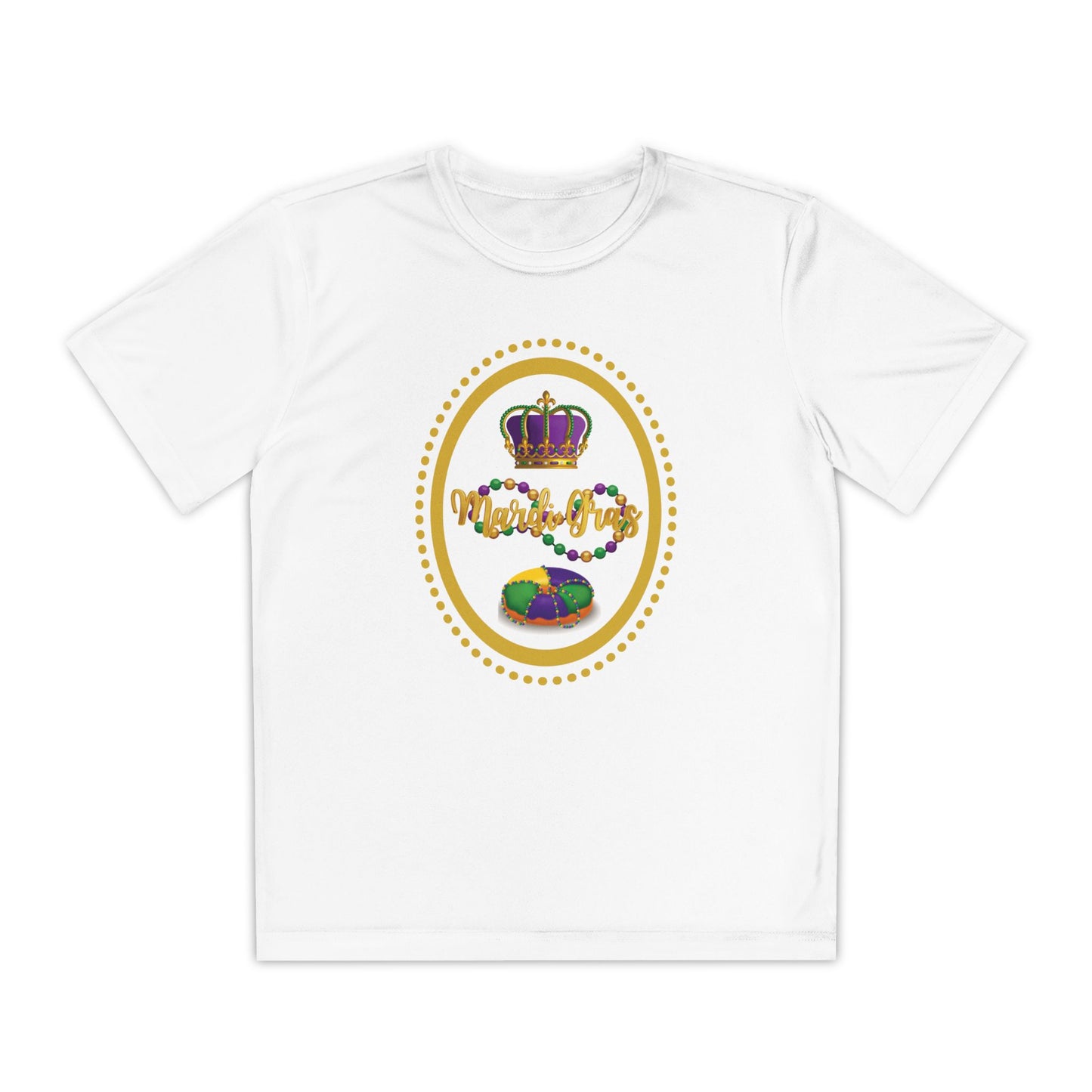 "Mardi Gras King Cake" Youth Tee — Vibrant Parade & Party Shirt!