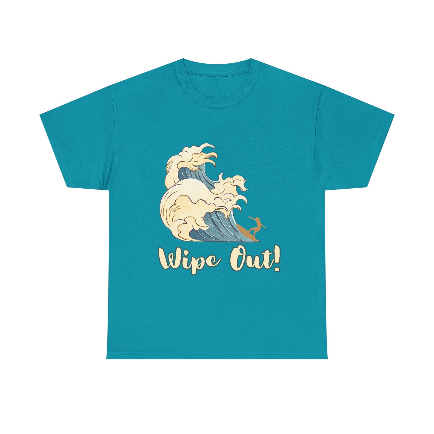 Surf-Inspired Unisex Heavy Cotton Tee - "Wipe Out!" Graphic