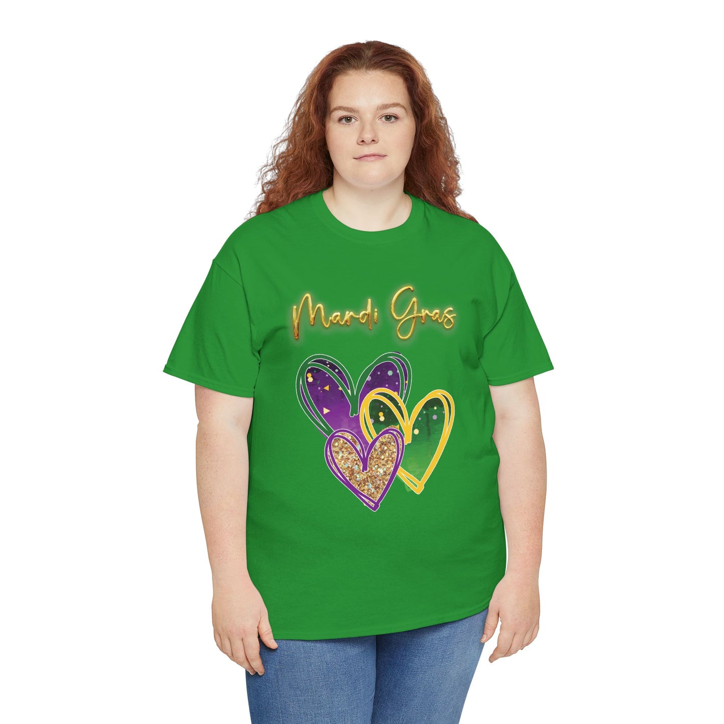 "Mardi Gras Hearts" Unisex T-Shirt.  A "Heart Felt"  Celebration Of Carnival In Purple, Green & Gold!