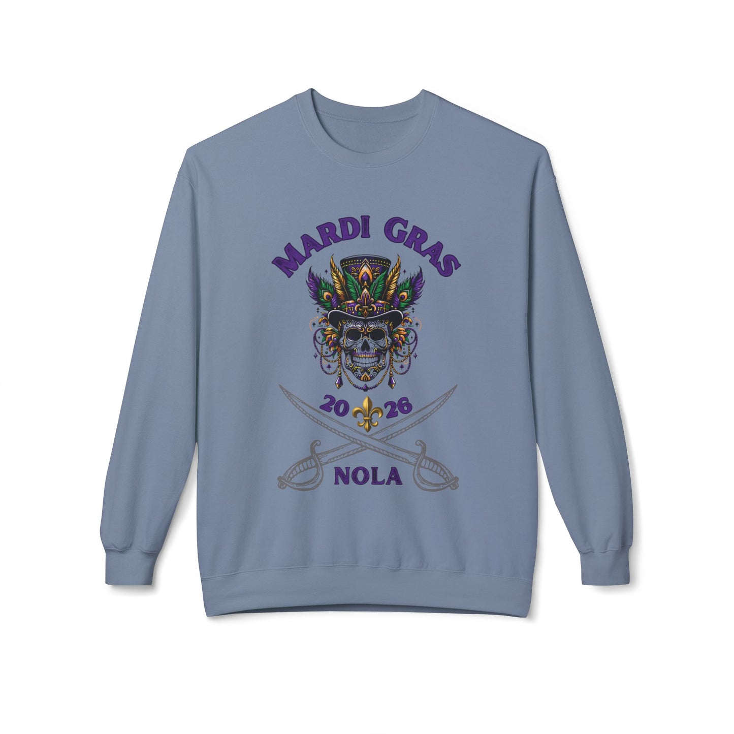 "Mardi Gras 2026 Voodoo Pirate" Crewneck Sweatshirt — A NOLA 2026 Festival Unisex Pullover Ideal For Celebrating Carnival & A Great Souvenir!